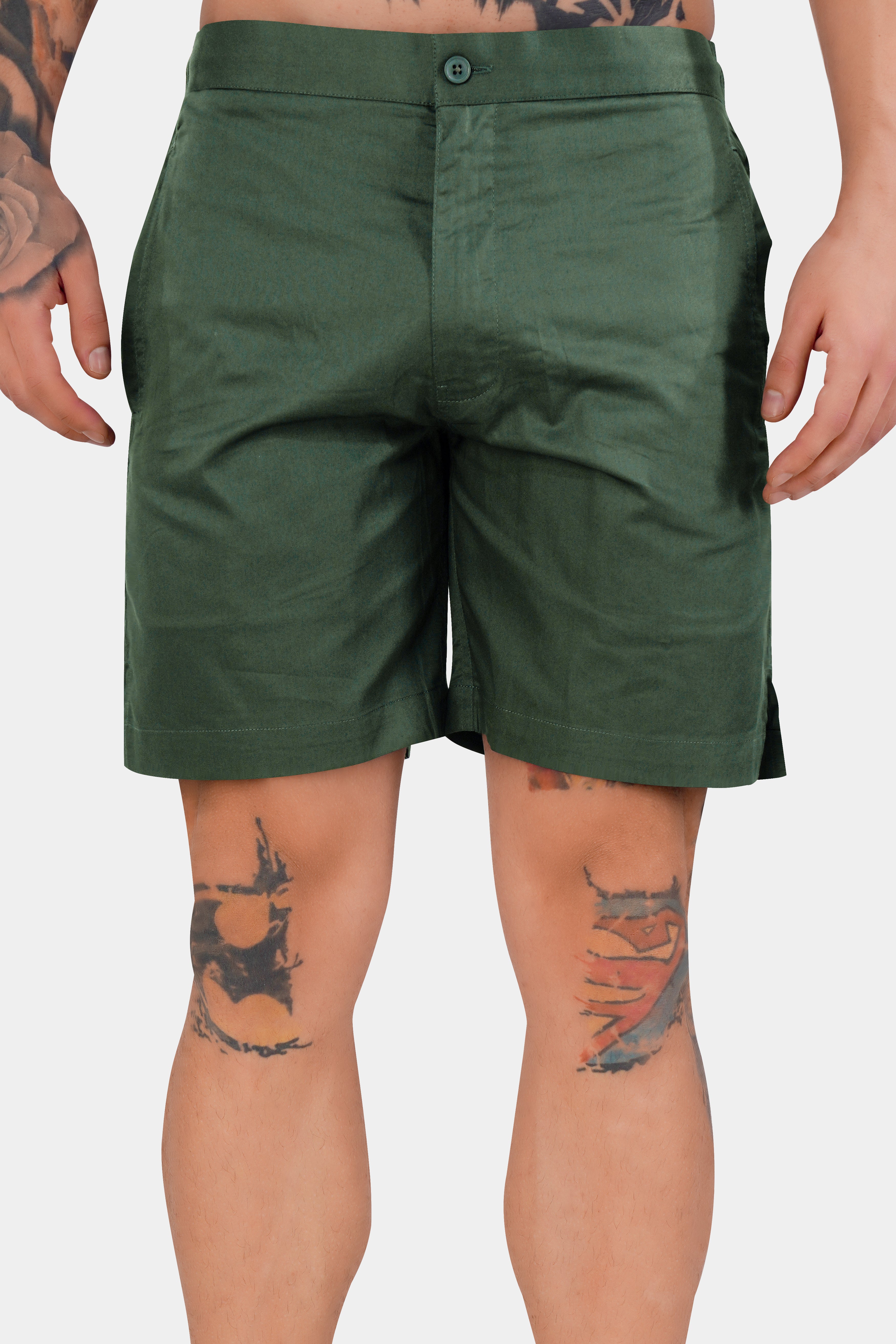 Asparagus Green Subtle Sheen Super Soft Premium Cotton Shorts SR320-28, SR320-30, SR320-32, SR320-34, SR320-36, SR320-38, SR320-40, SR320-42, SR320-44