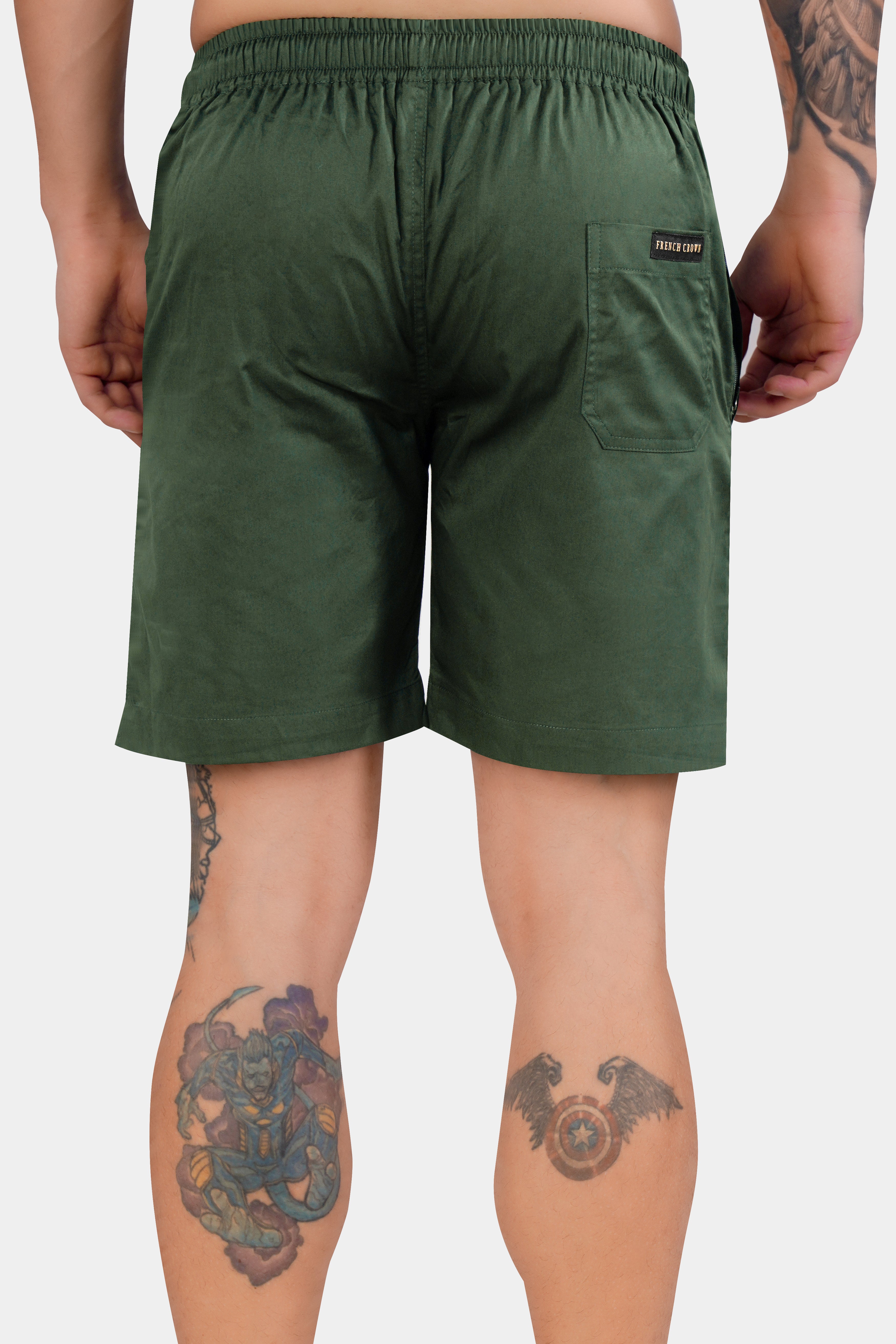 Asparagus Green Subtle Sheen Super Soft Premium Cotton Shorts SR320-28, SR320-30, SR320-32, SR320-34, SR320-36, SR320-38, SR320-40, SR320-42, SR320-44