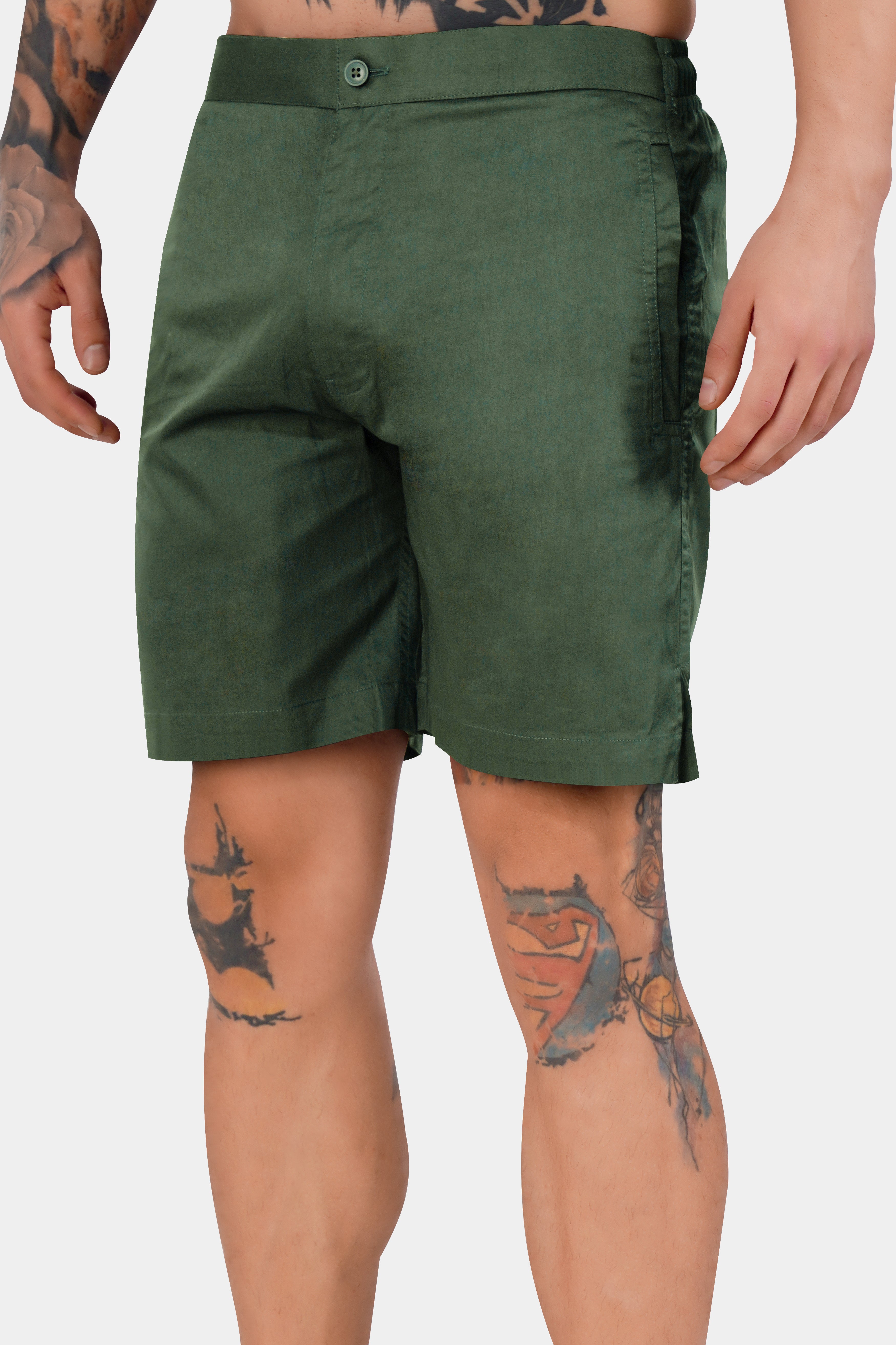 Asparagus Green Subtle Sheen Super Soft Premium Cotton Shorts SR320-28, SR320-30, SR320-32, SR320-34, SR320-36, SR320-38, SR320-40, SR320-42, SR320-44