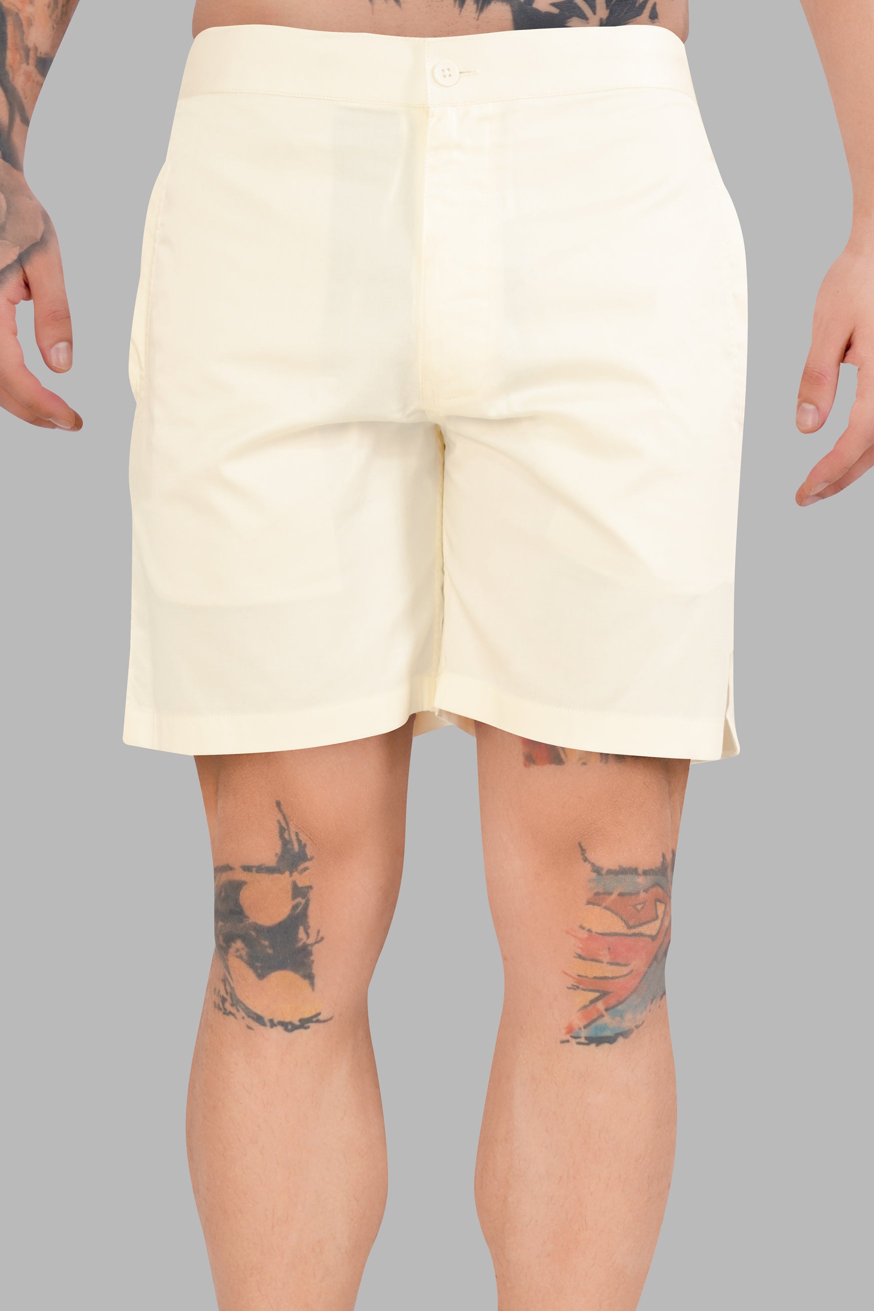 Albescent Cream Subtle Sheen Super Soft Premium Cotton Shorts SR321-28, SR321-30, SR321-32, SR321-34, SR321-36, SR321-38, SR321-40, SR321-42, SR321-44