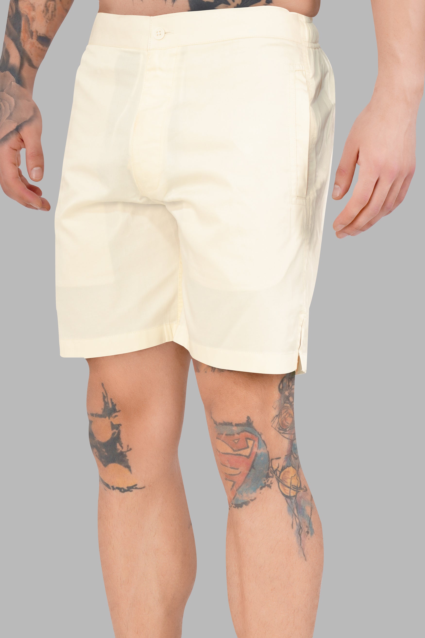 Albescent Cream Subtle Sheen Super Soft Premium Cotton Shorts SR321-28, SR321-30, SR321-32, SR321-34, SR321-36, SR321-38, SR321-40, SR321-42, SR321-44