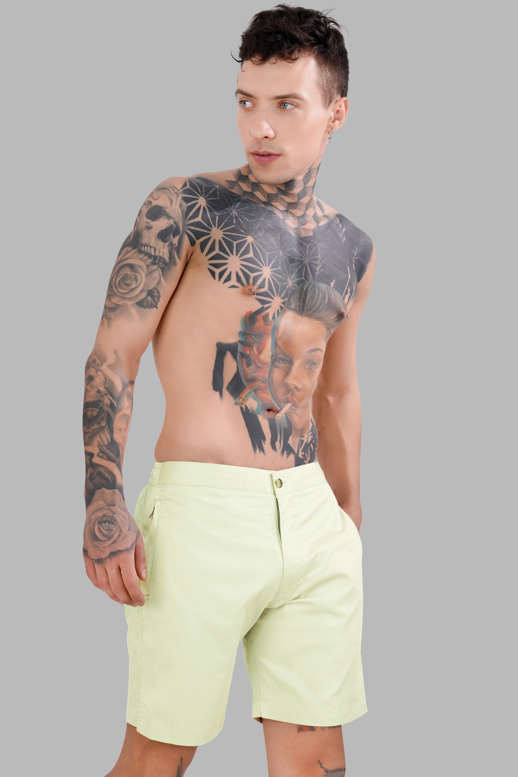 Beryl Green Subtle Sheen Super Soft Premium Cotton Shorts SR326-28, SR326-30, SR326-32, SR326-34, SR326-36, SR326-38, SR326-40, SR326-42, SR326-44