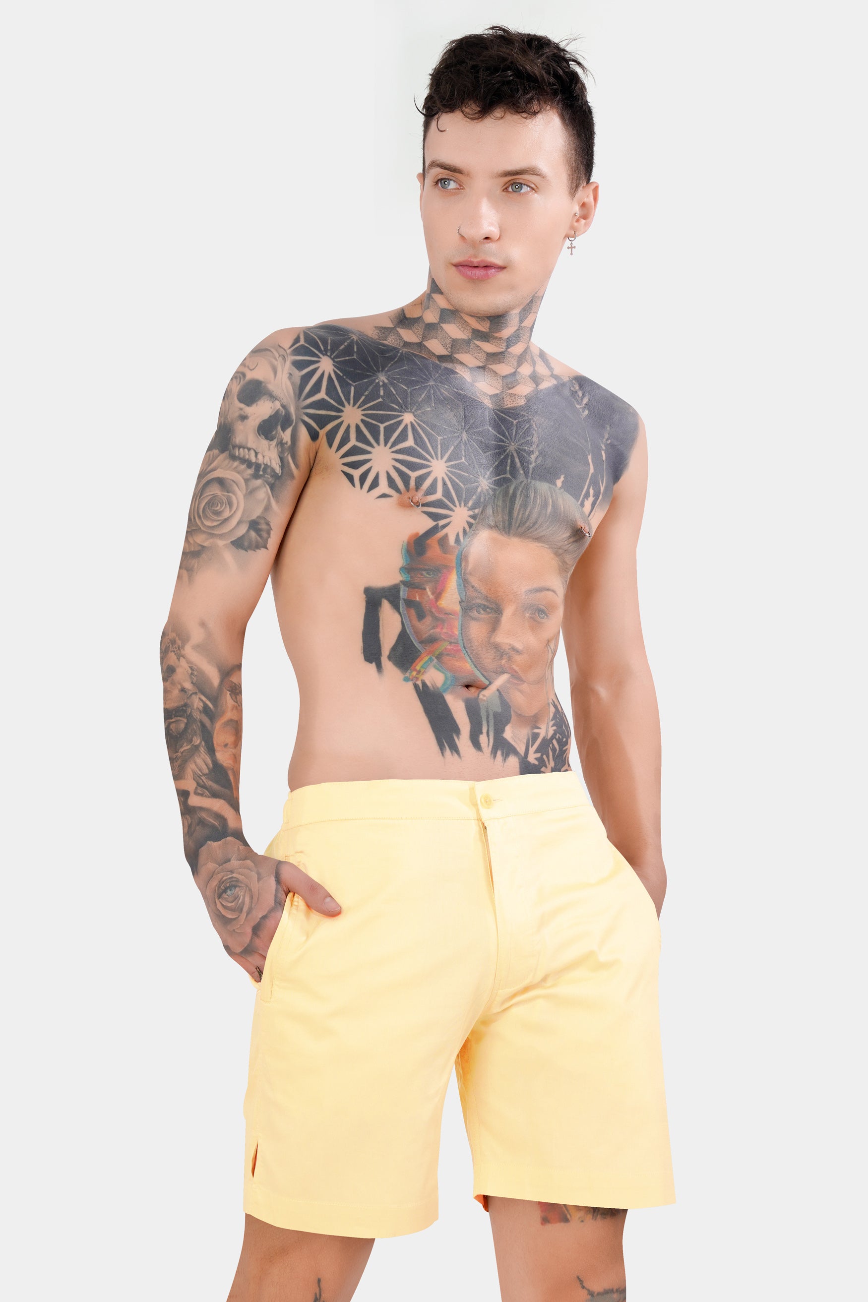 Astra Yellow Subtle Sheen Super Soft Premium Cotton Shorts SR329-28, SR329-30, SR329-32, SR329-34, SR329-36, SR329-38, SR329-40, SR329-42, SR329-44