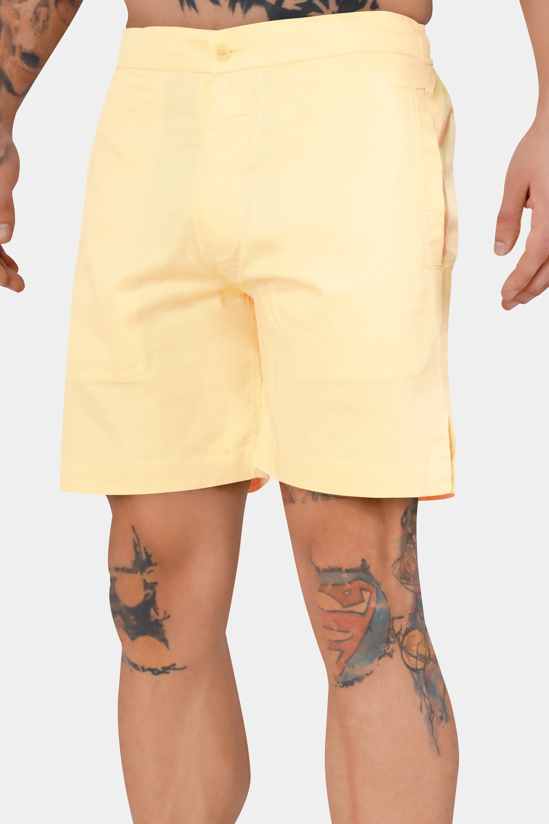 Astra Yellow Subtle Sheen Super Soft Premium Cotton Shorts SR329-28, SR329-30, SR329-32, SR329-34, SR329-36, SR329-38, SR329-40, SR329-42, SR329-44
