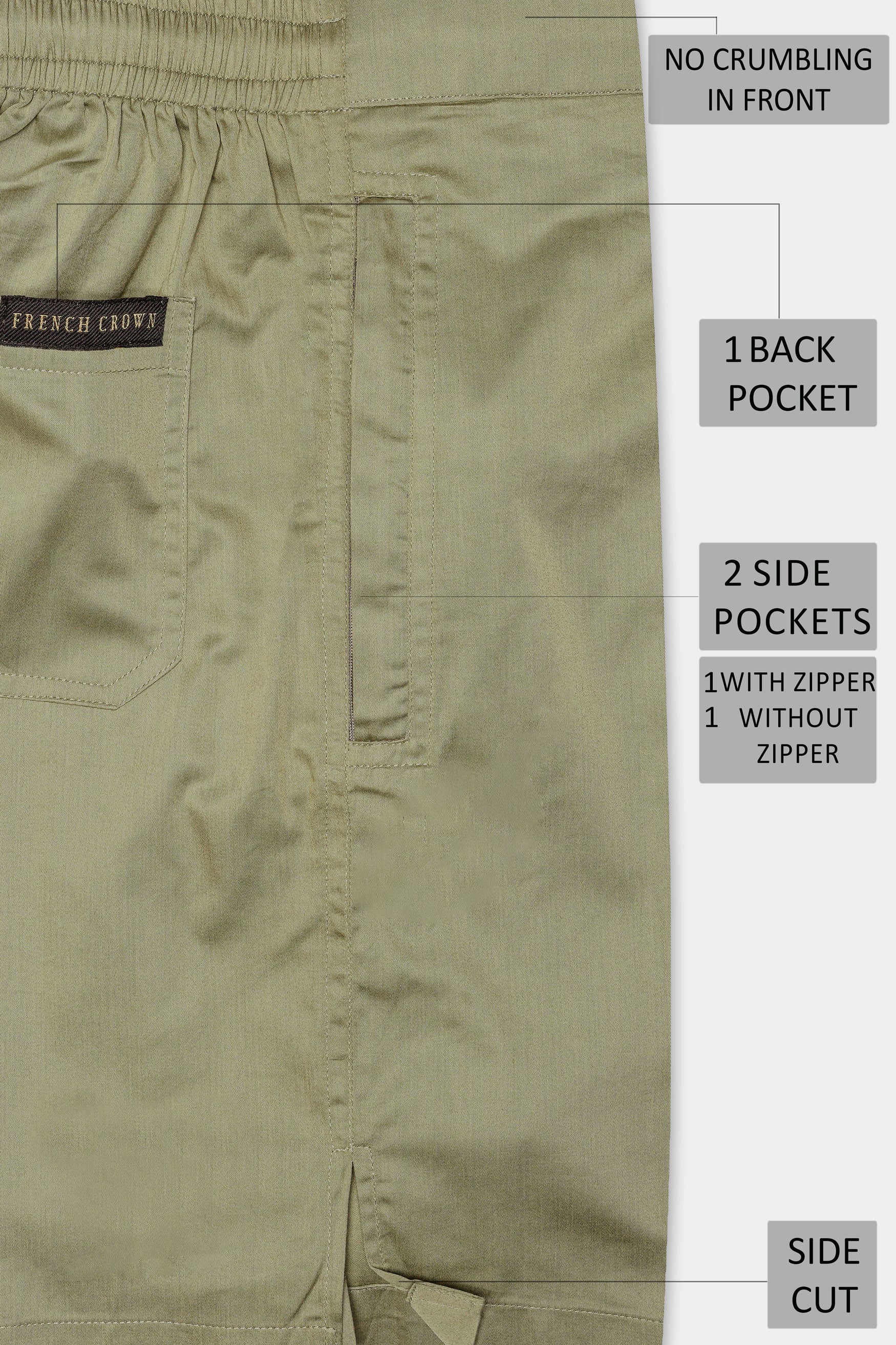 Hillary Green Subtle Sheen Super Soft Premium Cotton Shorts SR336-28, SR336-30, SR336-32, SR336-34, SR336-36, SR336-38, SR336-40, SR336-42, SR336-44