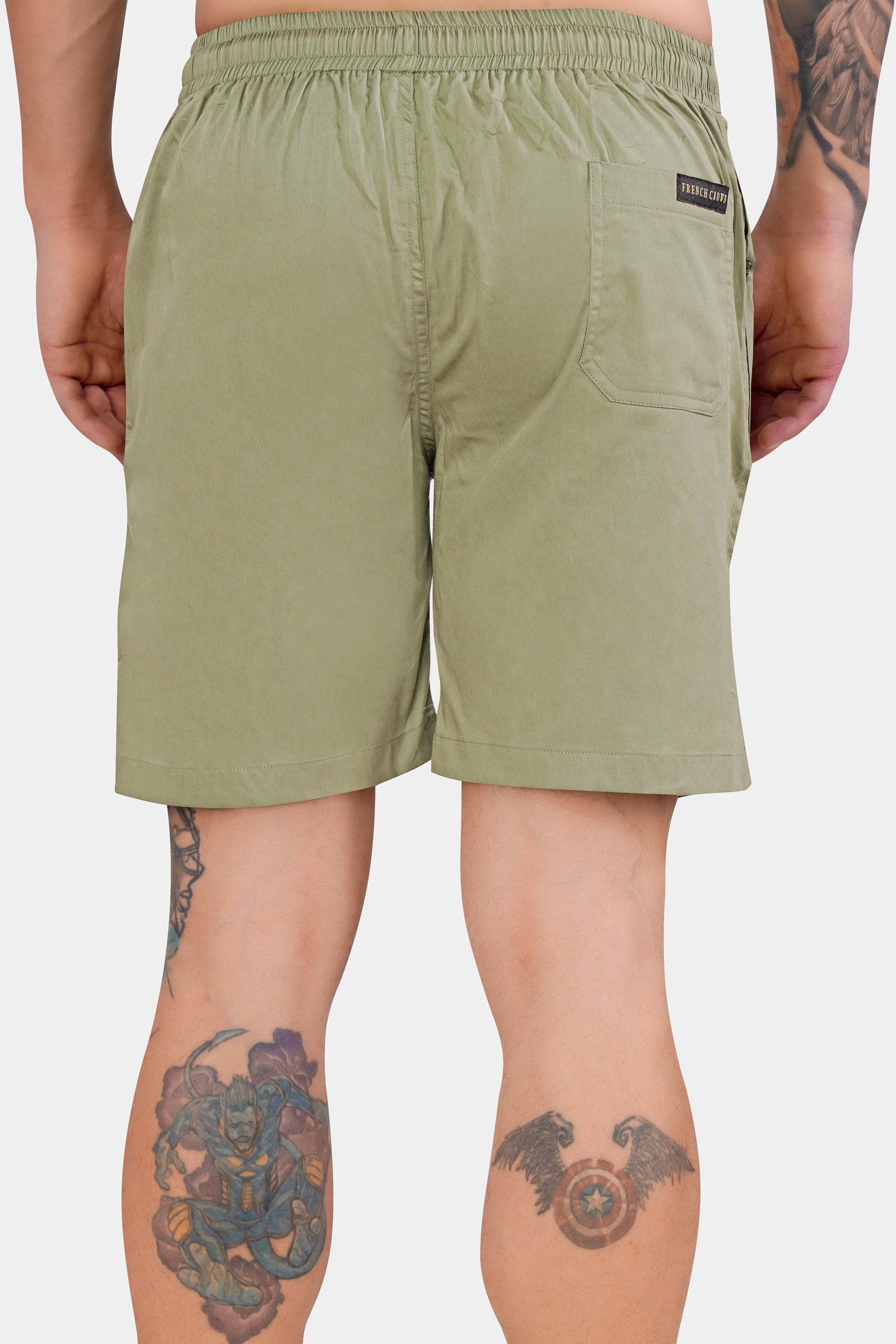 Hillary Green Subtle Sheen Super Soft Premium Cotton Shorts SR336-28, SR336-30, SR336-32, SR336-34, SR336-36, SR336-38, SR336-40, SR336-42, SR336-44