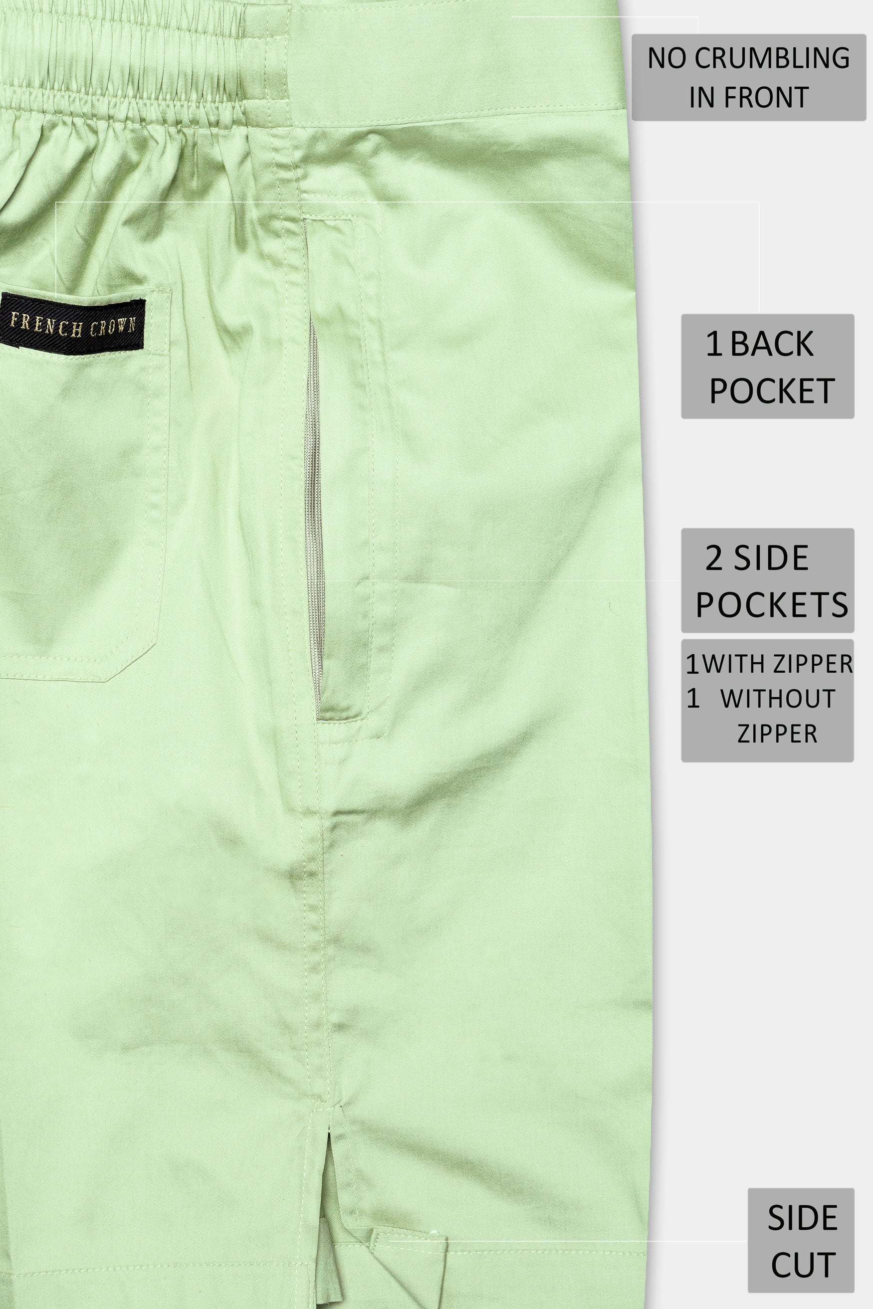 Snow Flurry Green Subtle Sheen Super Soft Premium Cotton Shorts SR337-28, SR337-30, SR337-32, SR337-34, SR337-36, SR337-38, SR337-40, SR337-42, SR337-44