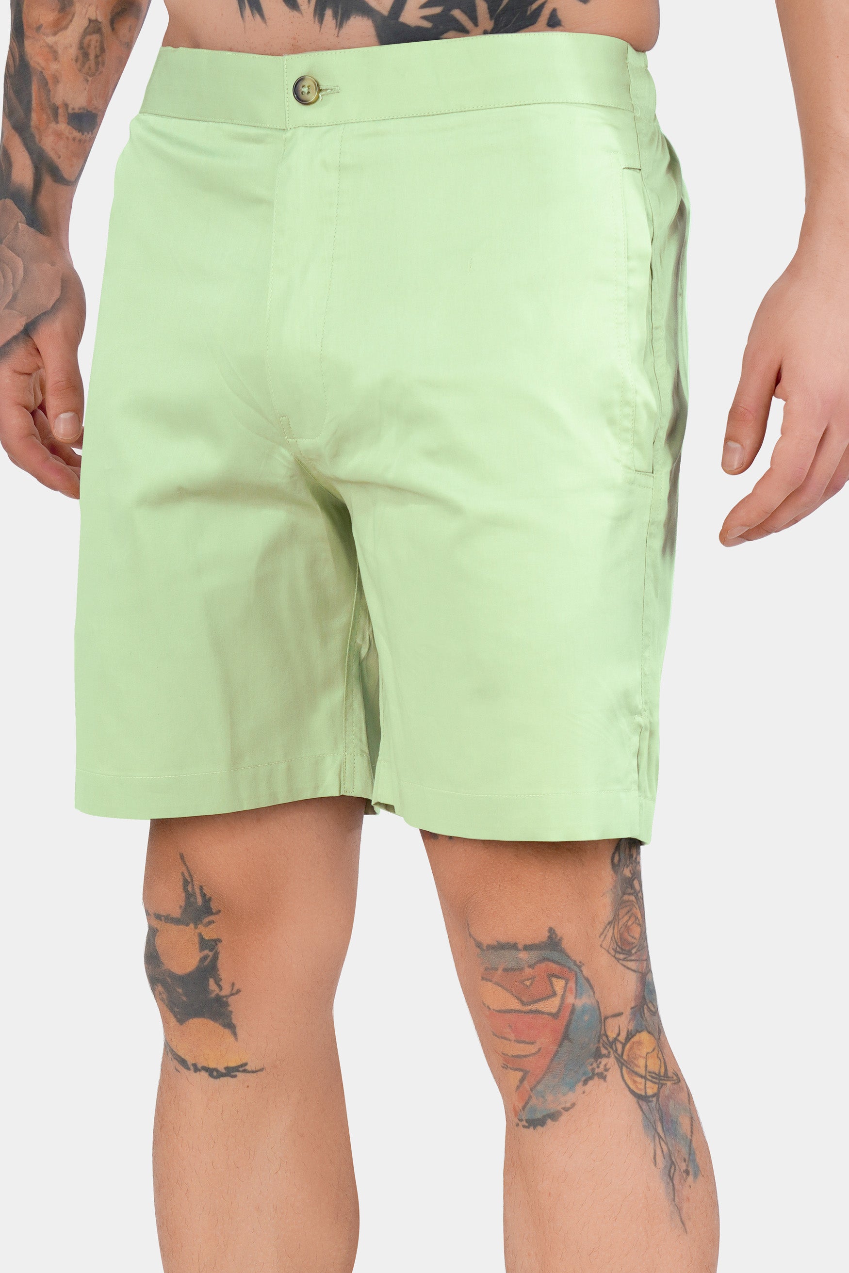 Snow Flurry Green Subtle Sheen Super Soft Premium Cotton Shorts SR337-28, SR337-30, SR337-32, SR337-34, SR337-36, SR337-38, SR337-40, SR337-42, SR337-44