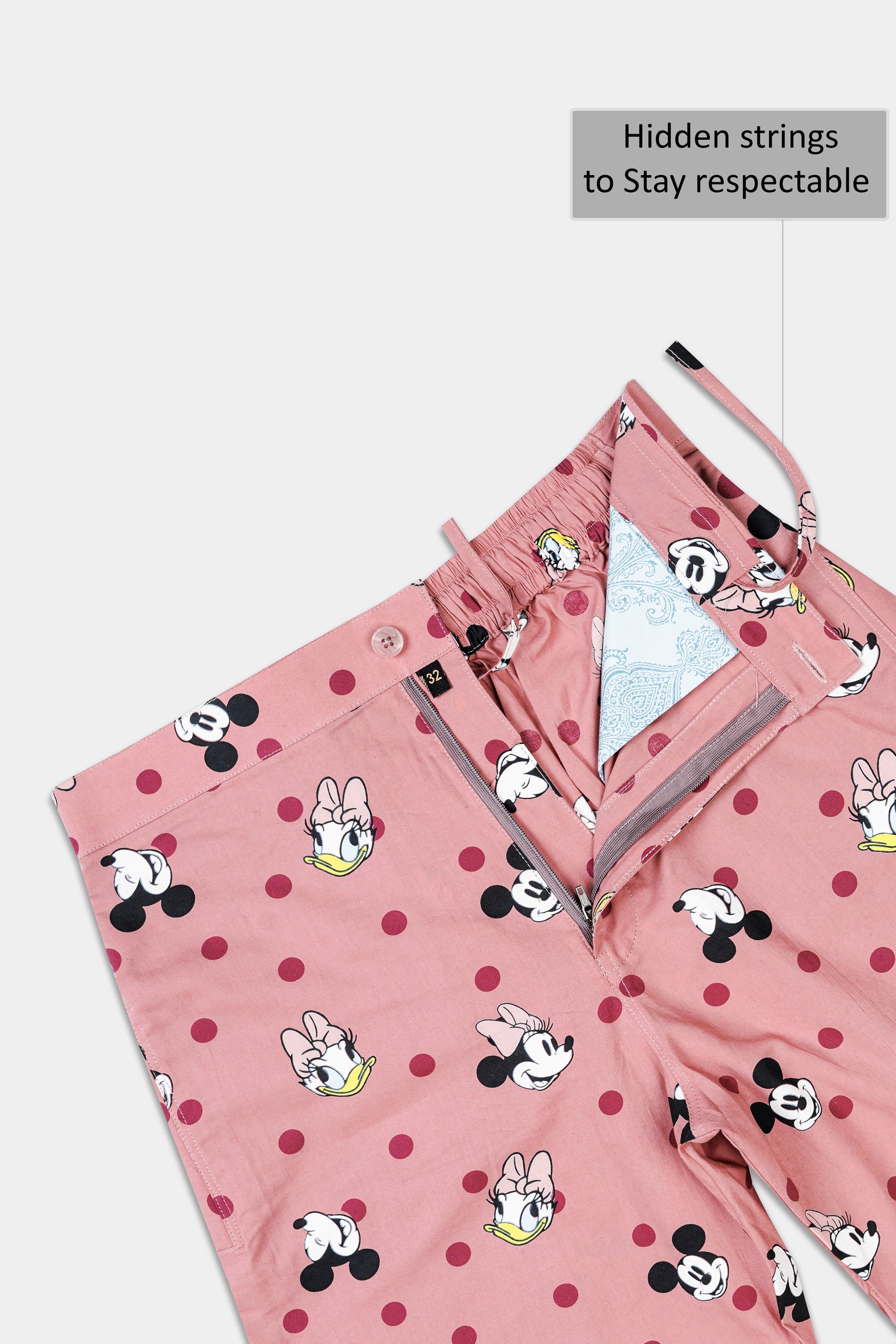Oriental with Shadz Pink Micky and Daisy Printed Premium Cotton Shorts SR351-28, SR351-30, SR351-32, SR351-34, SR351-36, SR351-38, SR351-40, SR351-42, SR351-44
