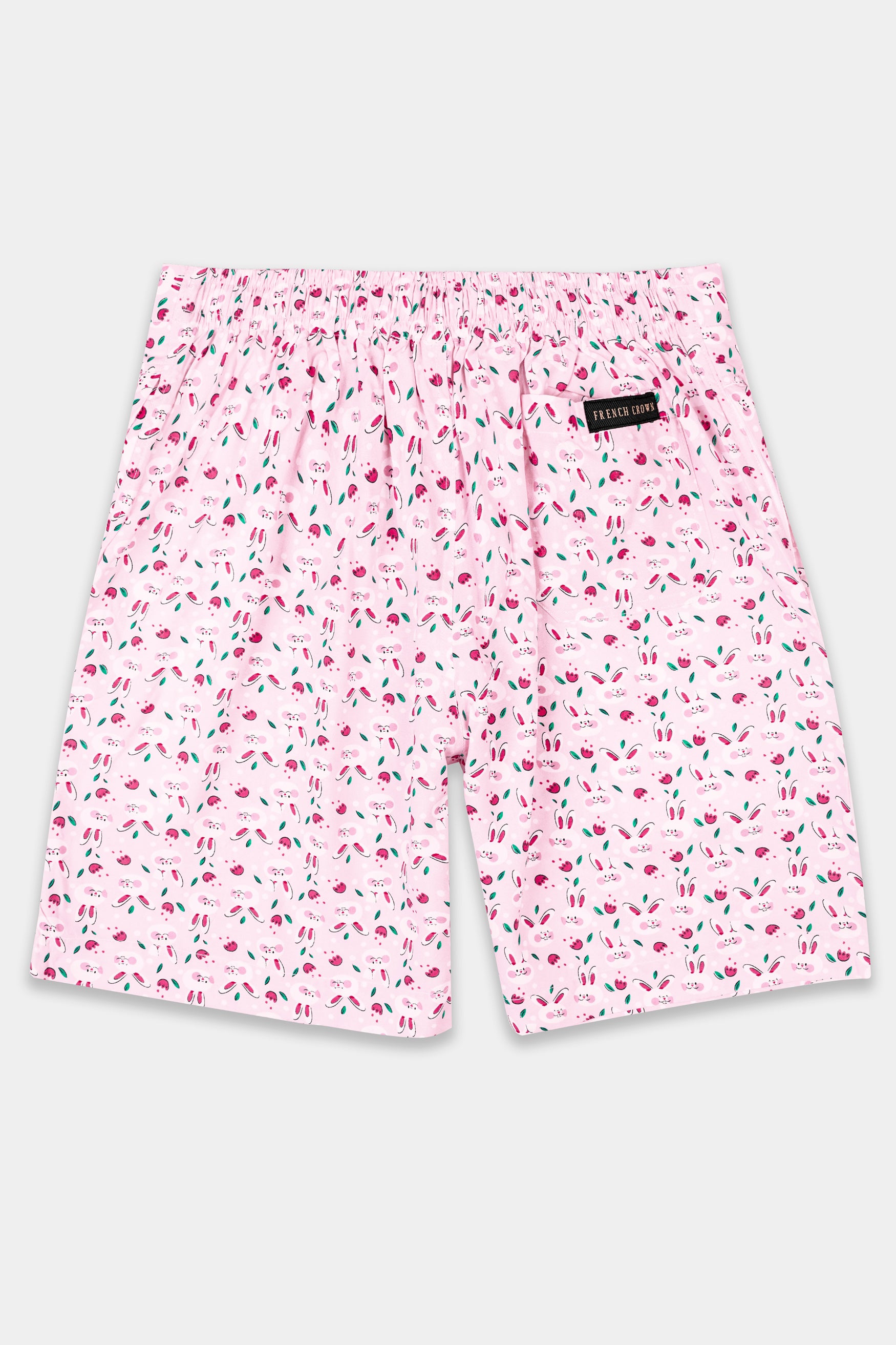 Melaine Pink with Multicolor Rabbit Printed Premium Cotton Shorts SR354-28, SR354-30, SR354-32, SR354-34, SR354-36, SR354-38, SR354-40, SR354-42, SR354-44