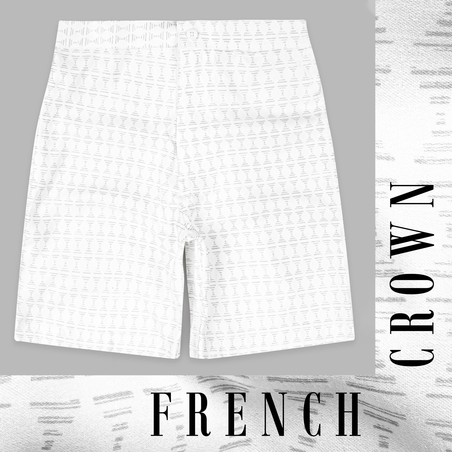 Bright White with Pumice Gray Printed Subtle Sheen Super Soft Premium Cotton Shorts SR355-28, SR355-30, SR355-32, SR355-34, SR355-36, SR355-38, SR355-40, SR355-42, SR355-44