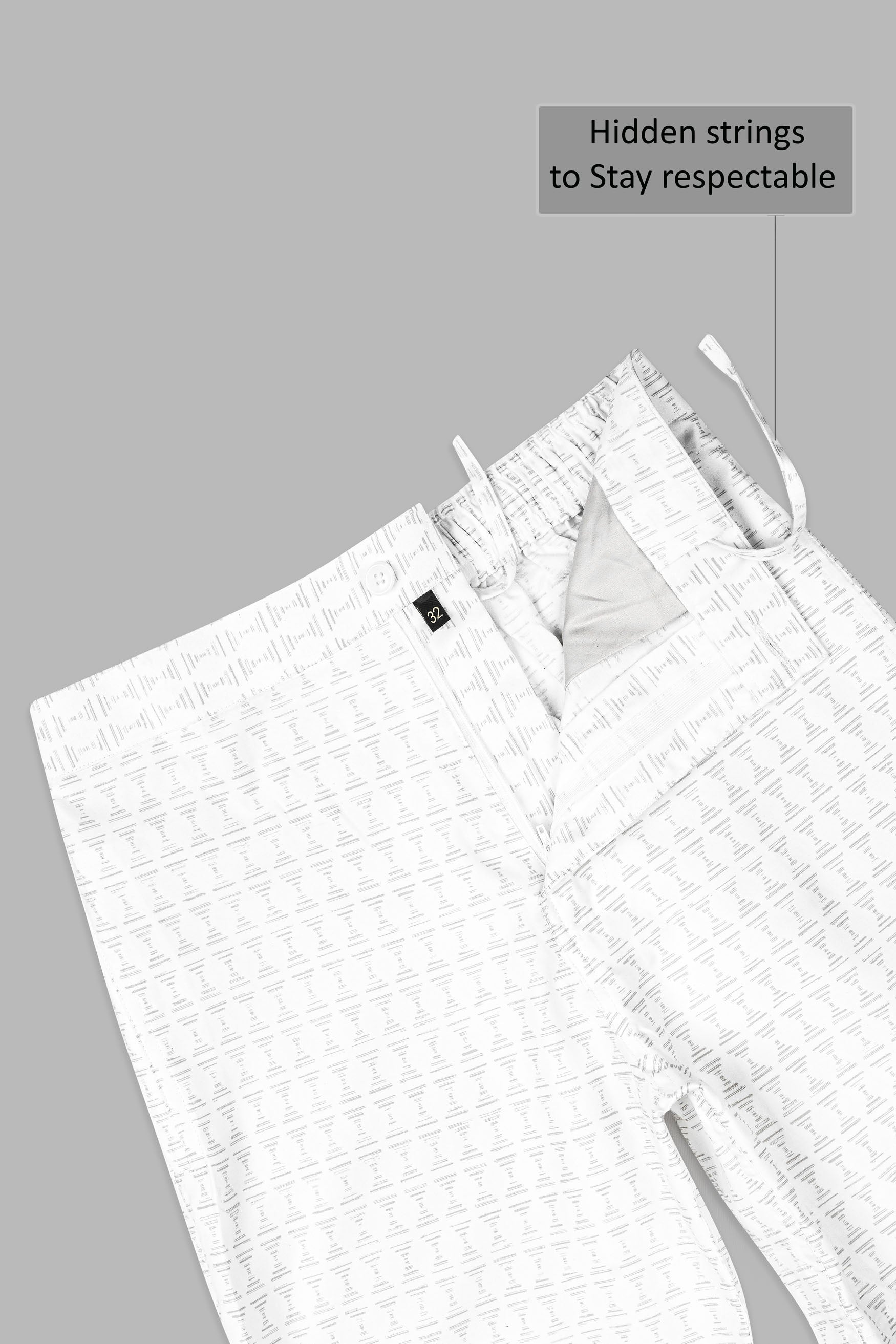 Bright White with Pumice Gray Printed Subtle Sheen Super Soft Premium Cotton Shorts SR355-28, SR355-30, SR355-32, SR355-34, SR355-36, SR355-38, SR355-40, SR355-42, SR355-44