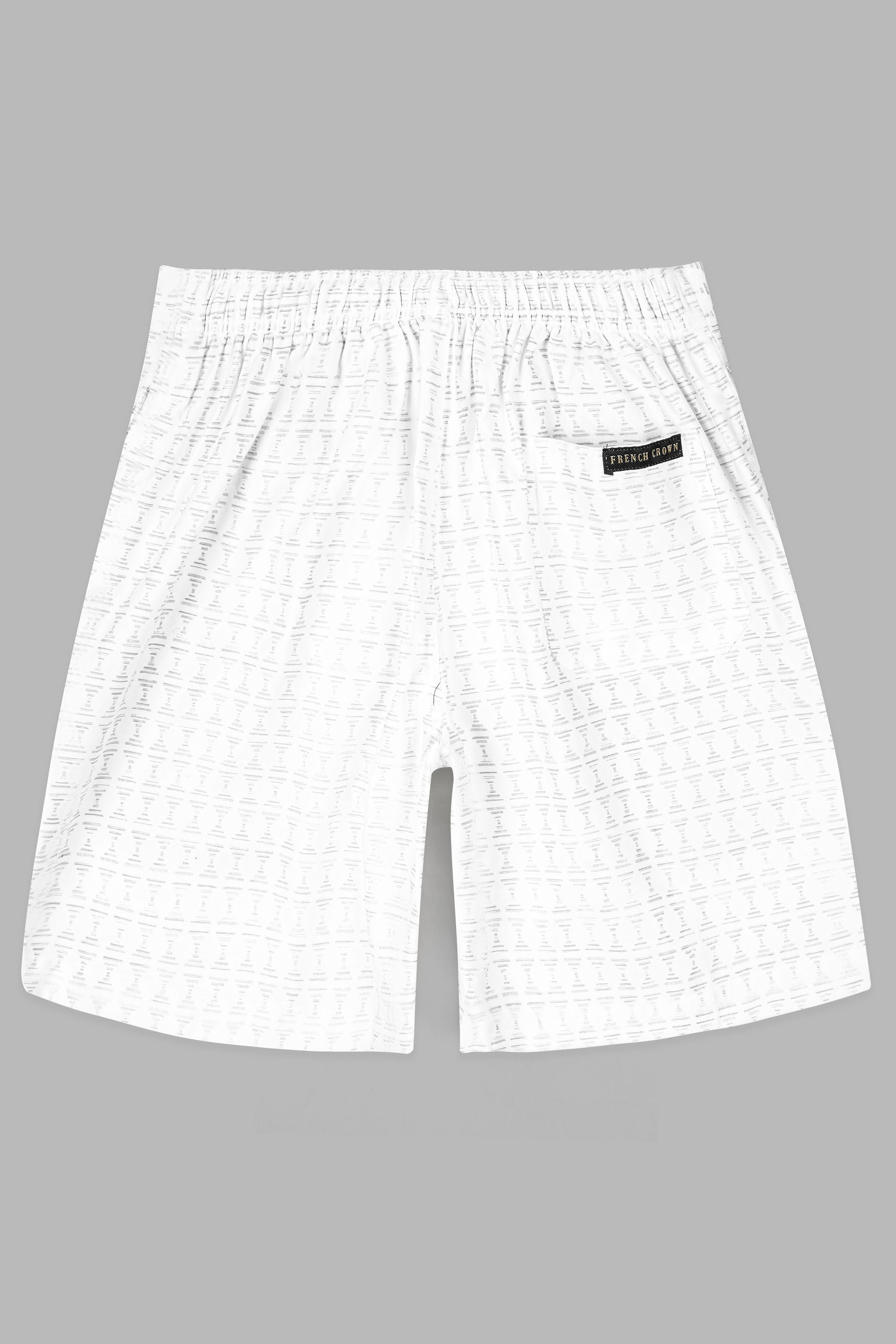 Bright White with Pumice Gray Printed Subtle Sheen Super Soft Premium Cotton Shorts SR355-28, SR355-30, SR355-32, SR355-34, SR355-36, SR355-38, SR355-40, SR355-42, SR355-44