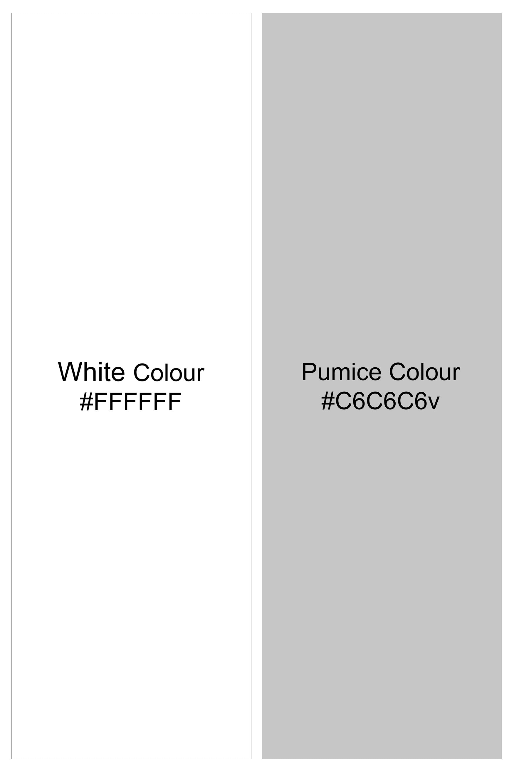 Bright White with Pumice Gray Printed Subtle Sheen Super Soft Premium Cotton Shorts