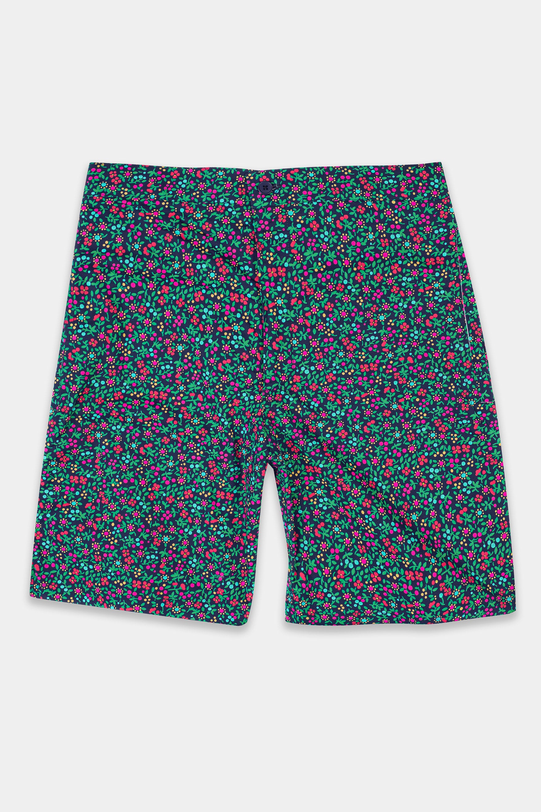 Ebony clay Blue with Cerise Pink Multicolor Floral Printed Premium Cotton Shorts SR358-28, SR358-30, SR358-32, SR358-34, SR358-36, SR358-38, SR358-40, SR358-42, SR358-44