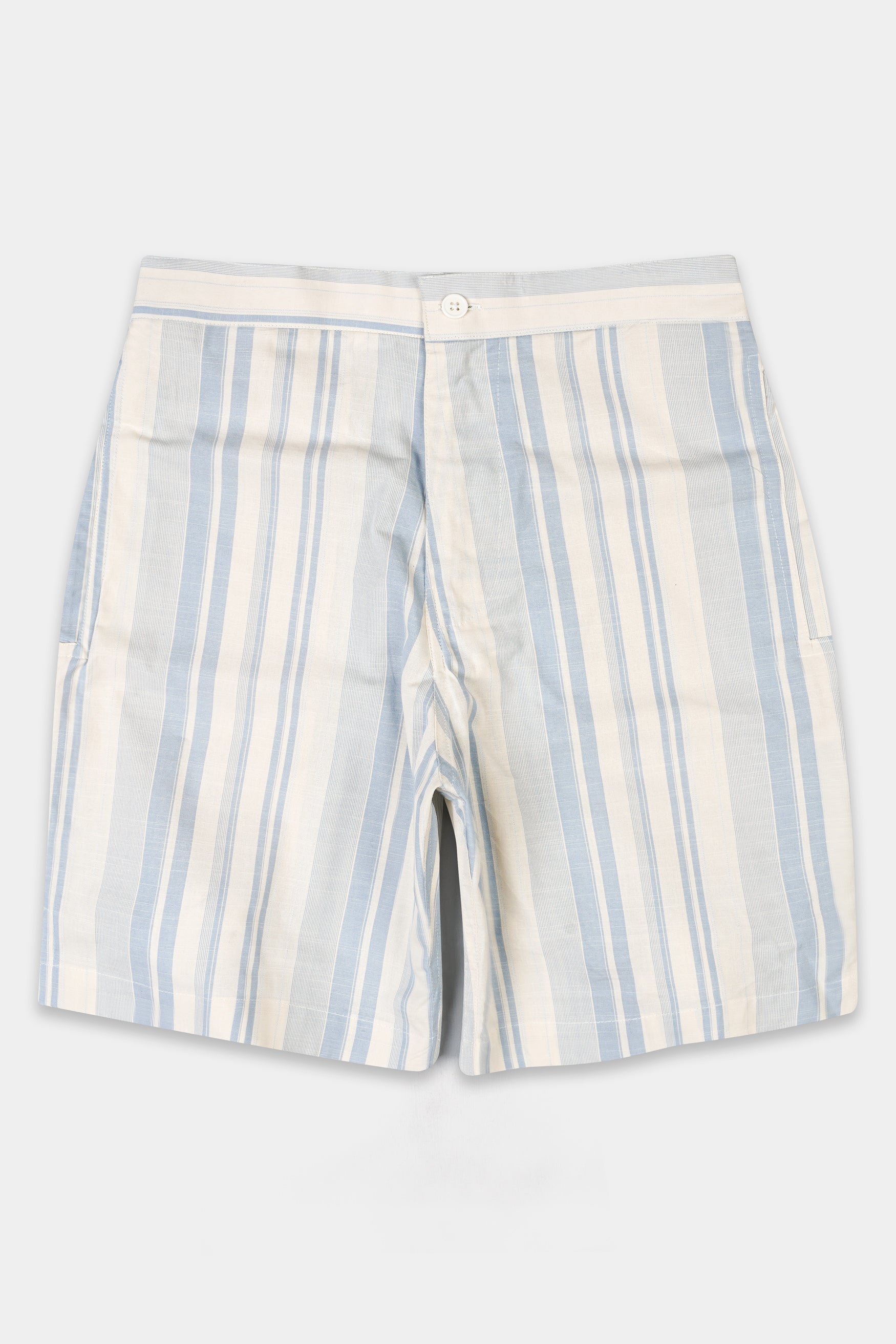 Bone Cream with Ghost Blue Striped Premium Cotton Shorts SR359-28, SR359-30, SR359-32, SR359-34, SR359-36, SR359-38, SR359-40, SR359-42, SR359-44