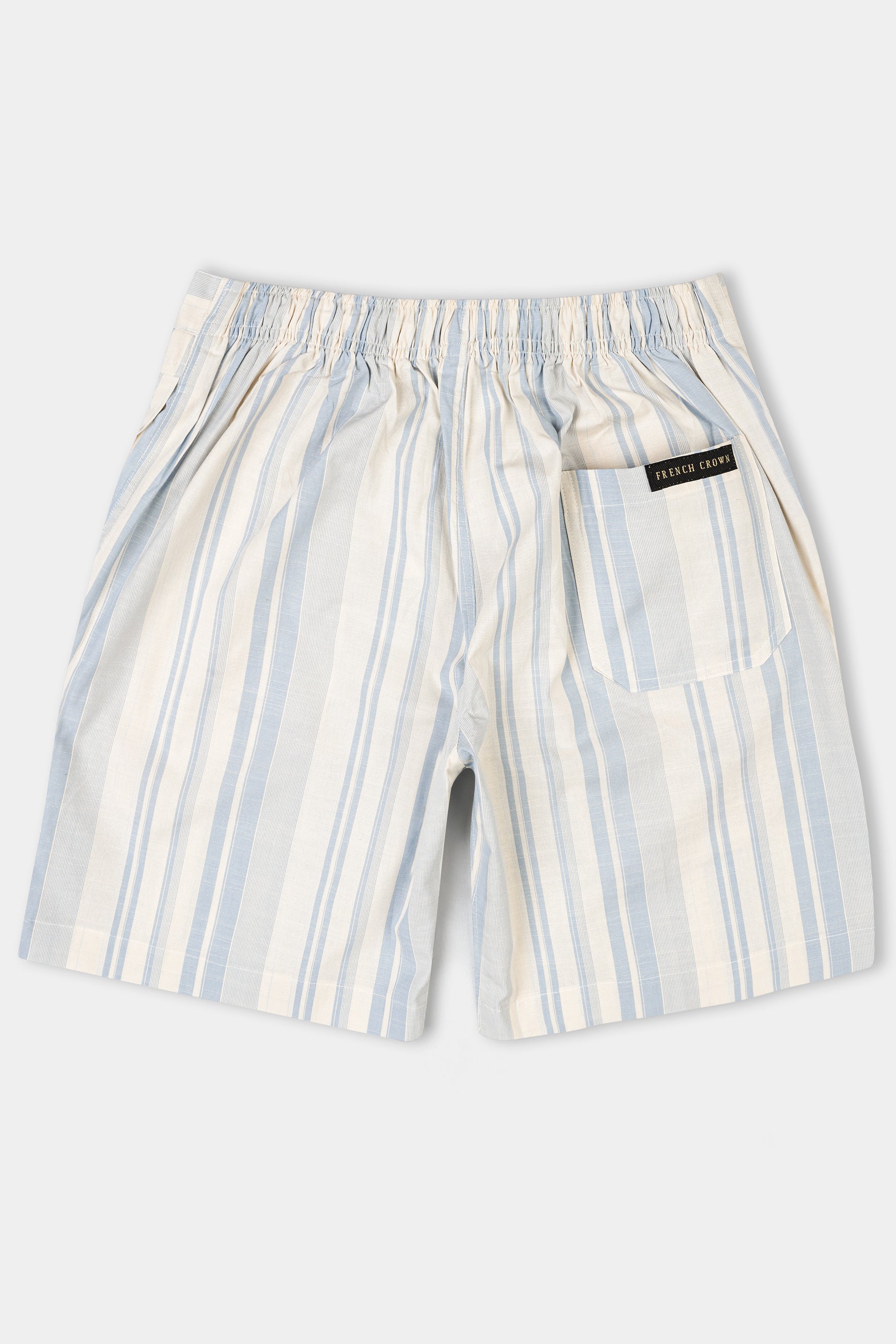 Bone Cream with Ghost Blue Striped Premium Cotton Shorts SR359-28, SR359-30, SR359-32, SR359-34, SR359-36, SR359-38, SR359-40, SR359-42, SR359-44