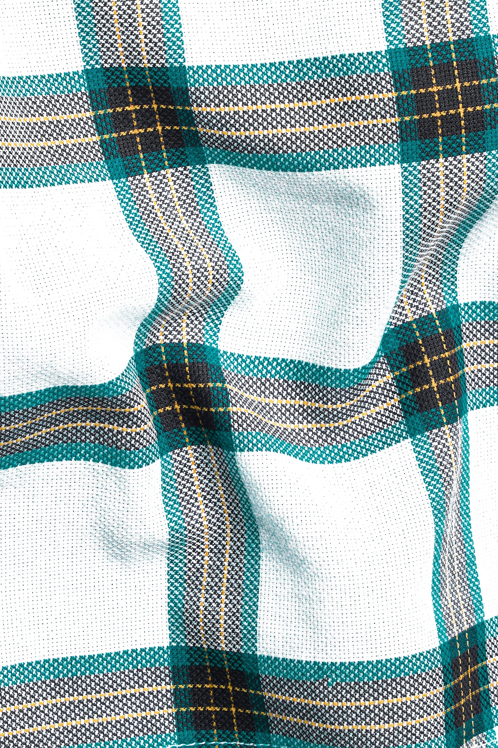 Bright White with Teal Blue Checkered Dobby Textured Giza Cotton Shorts SR360-28, SR360-30, SR360-32, SR360-34, SR360-36, SR360-38, SR360-40, SR360-42, SR360-44