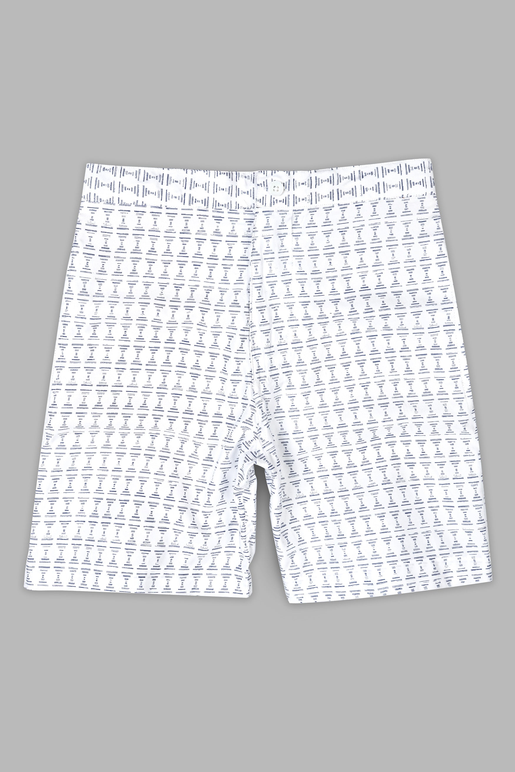 Bright White with Raven Gray Printed Subtle Sheen Super Soft Premium Cotton Shorts SR364-28, SR364-30, SR364-32, SR364-34, SR364-36, SR364-38, SR364-40, SR364-42, SR364-44