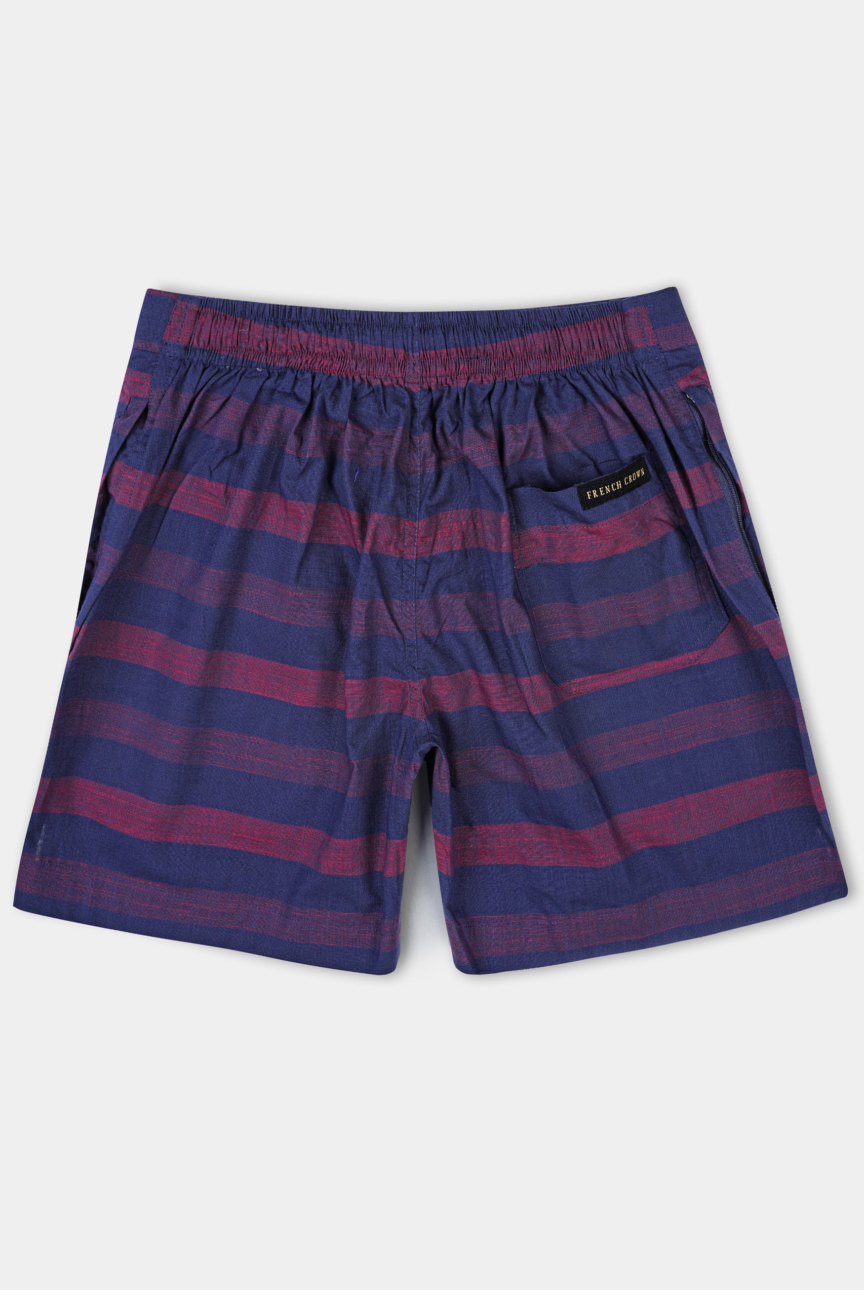 Rhino Blue with Byzantium Pink Striped Chambray Shorts SR366-28, SR366-30, SR366-32, SR366-34, SR366-36, SR366-38, SR366-40, SR366-42, SR366-44