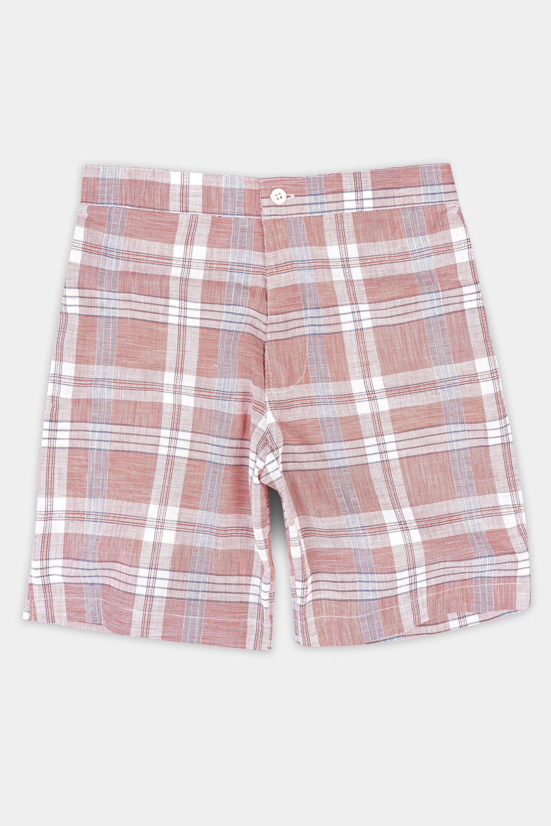 Contessa Orange with Mobster Purple Checkered Chambray Shorts SR367-28, SR367-30, SR367-32, SR367-34, SR367-36, SR367-38, SR367-40, SR367-42, SR367-44