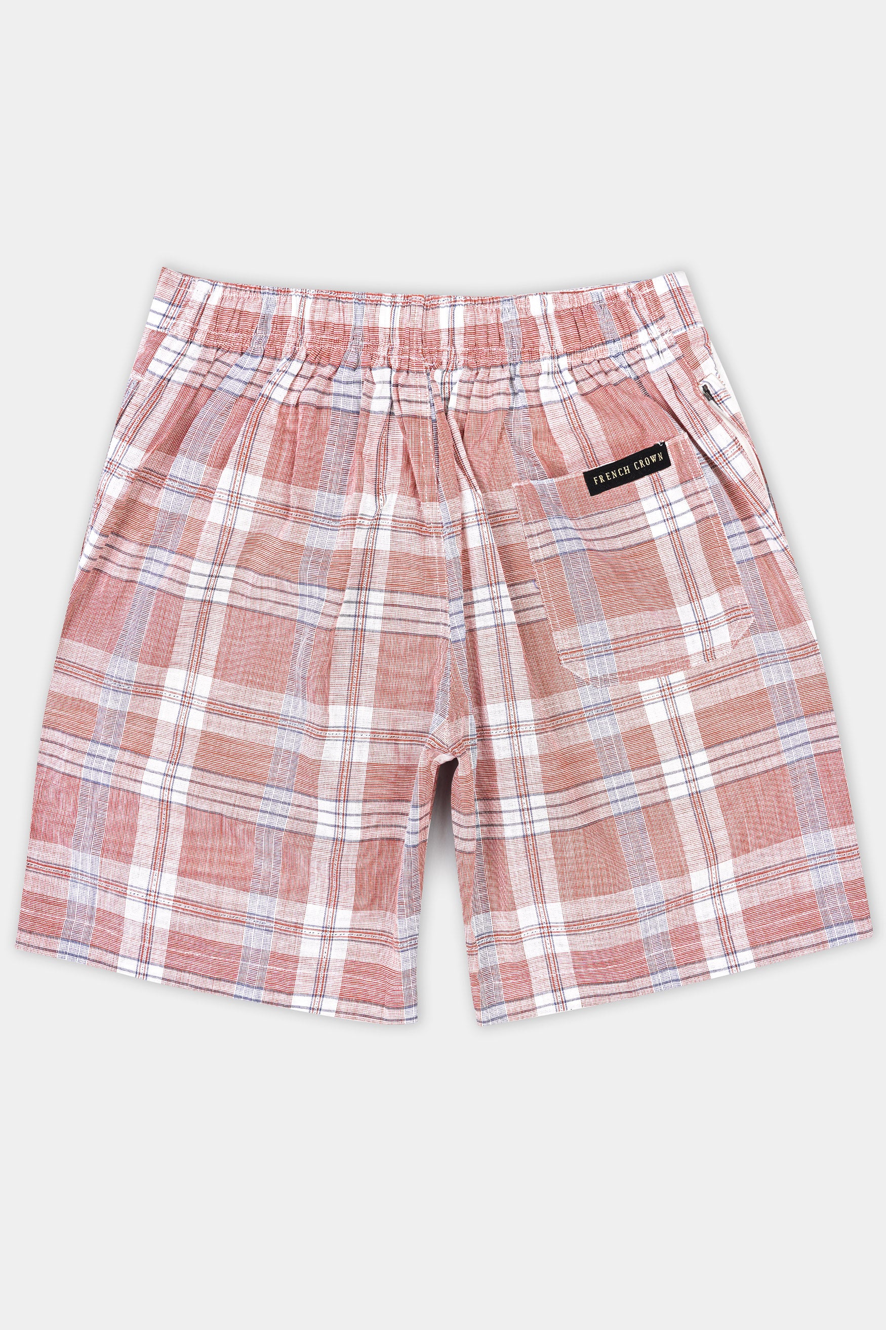 Contessa Orange with Mobster Purple Checkered Chambray Shorts SR367-28, SR367-30, SR367-32, SR367-34, SR367-36, SR367-38, SR367-40, SR367-42, SR367-44