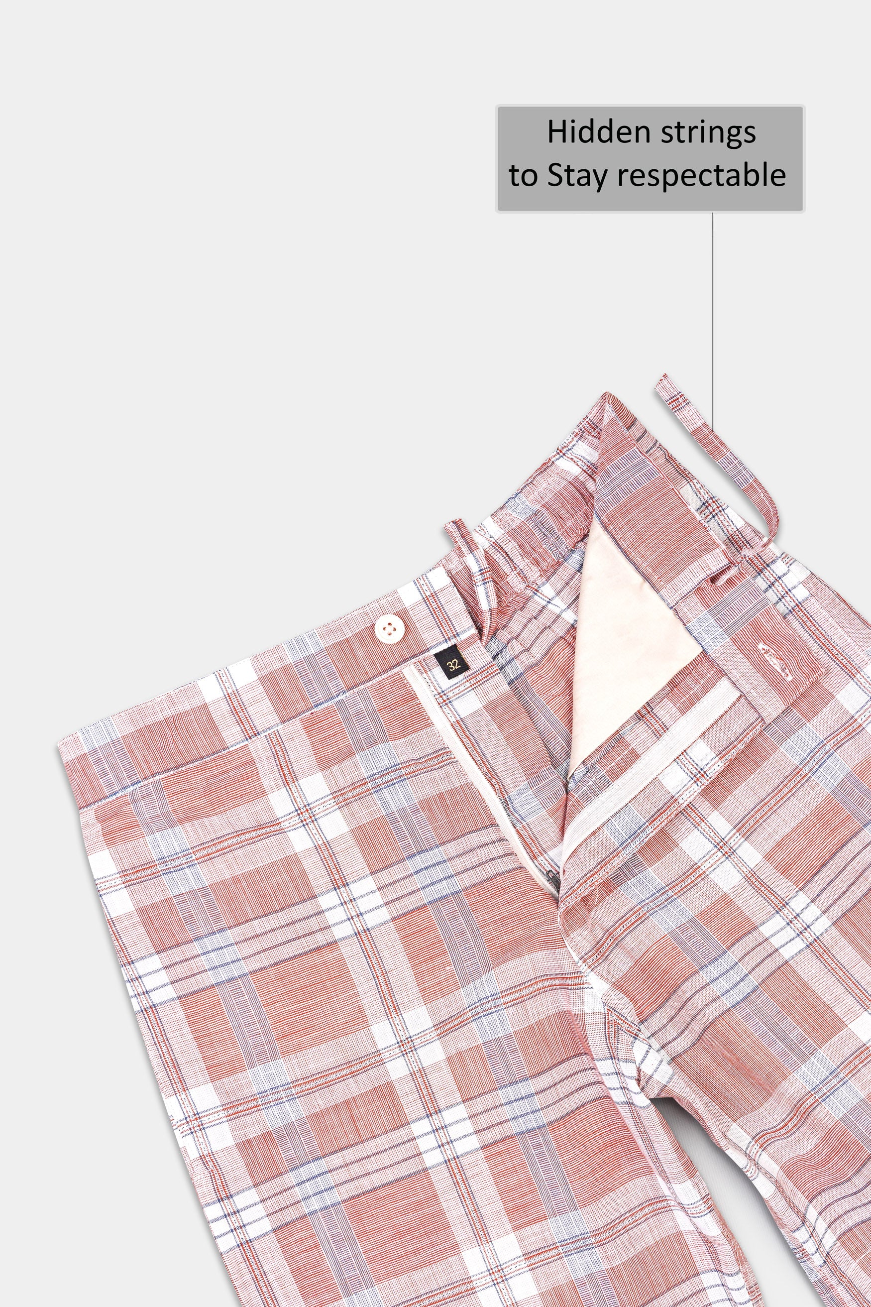 Contessa Orange with Mobster Purple Checkered Chambray Shorts SR367-28, SR367-30, SR367-32, SR367-34, SR367-36, SR367-38, SR367-40, SR367-42, SR367-44