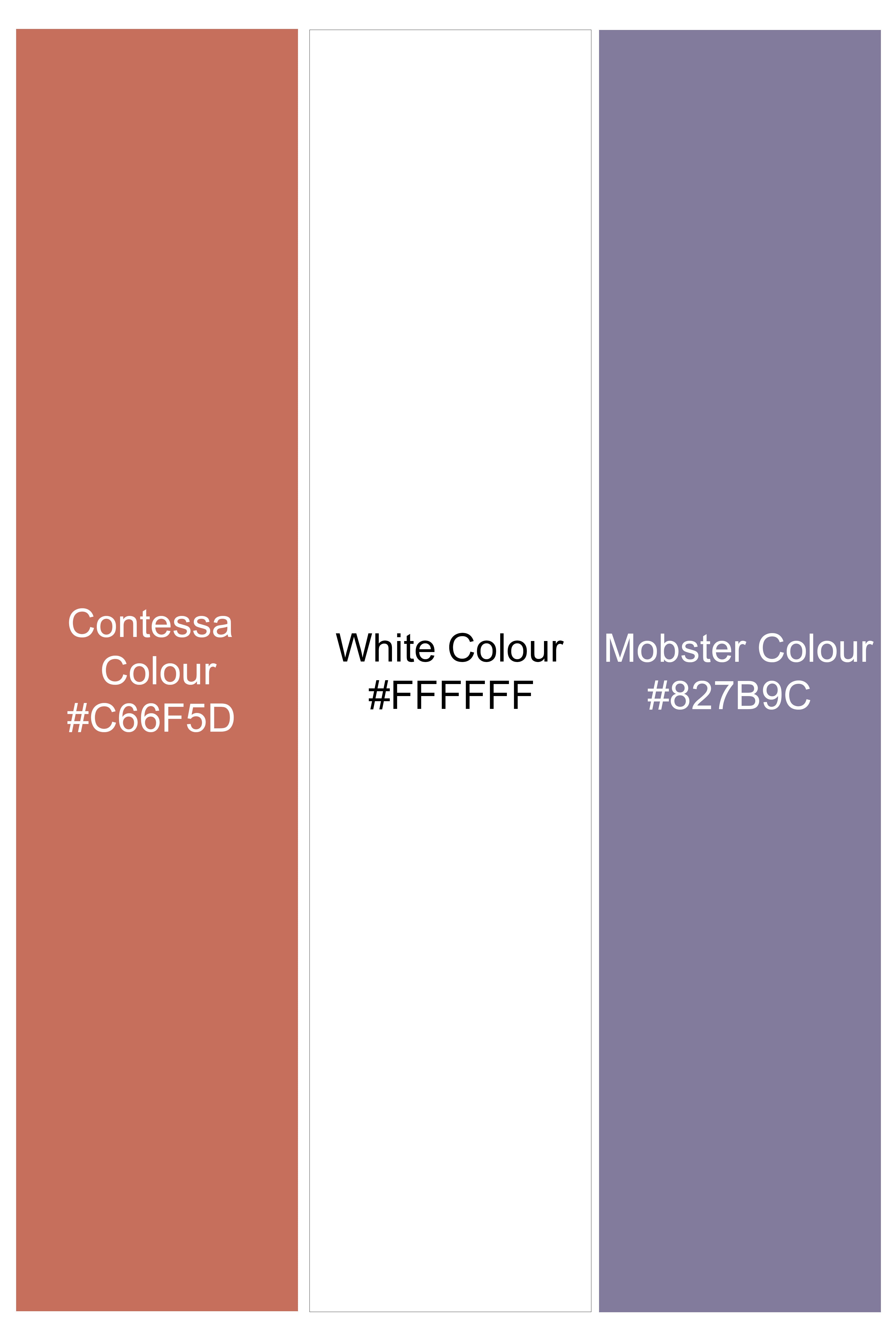 Contessa Orange with Mobster Purple Checkered Chambray Shorts SR367-28, SR367-30, SR367-32, SR367-34, SR367-36, SR367-38, SR367-40, SR367-42, SR367-44