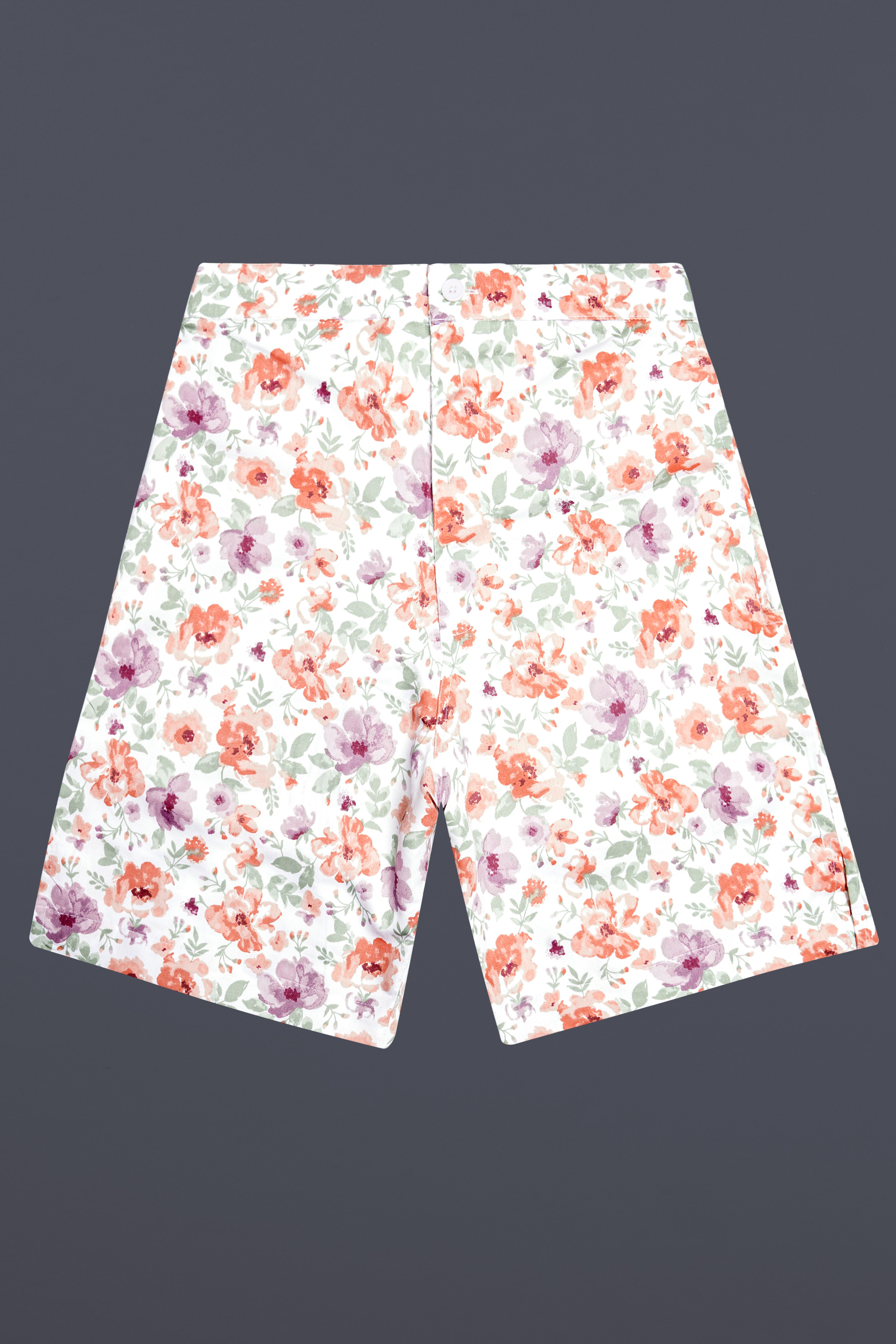 Peachy And Bright White Foral Printed Subtle Sheen Super Soft Premium Cotton Shorts