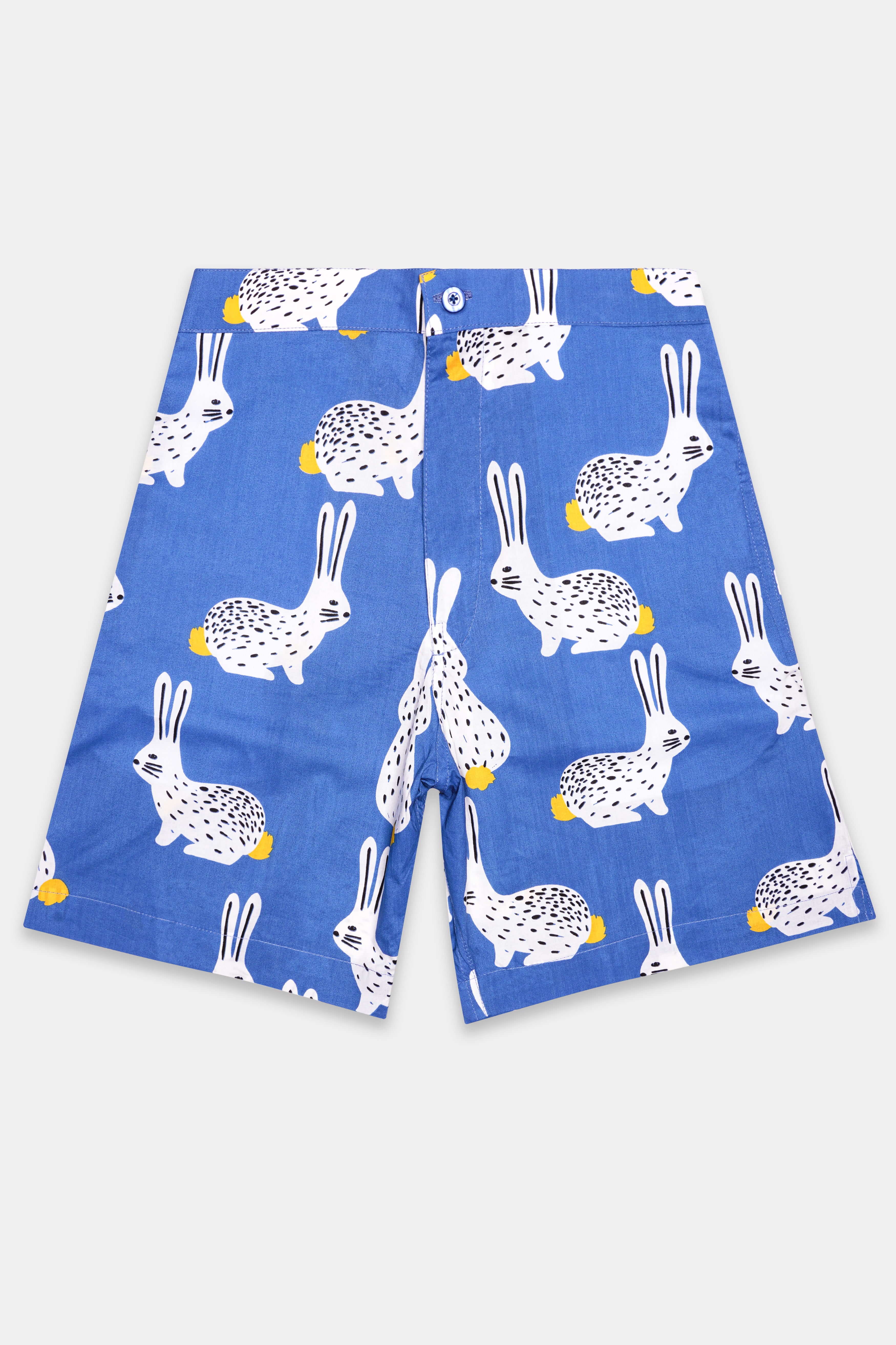 Sapphire Blue Rebit Printed Premium Cotton Shorts