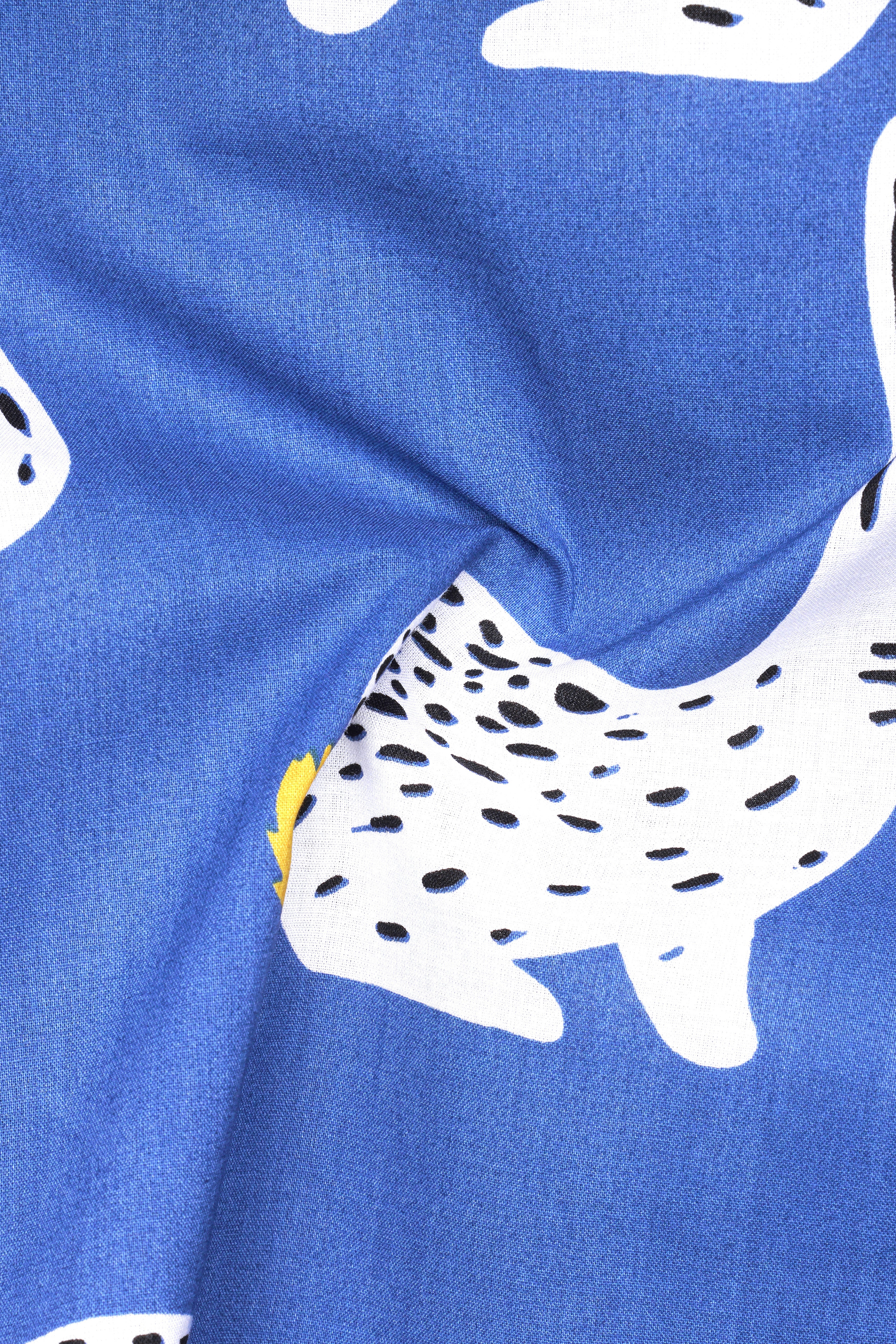 Sapphire Blue Rebit Printed Premium Cotton Shorts