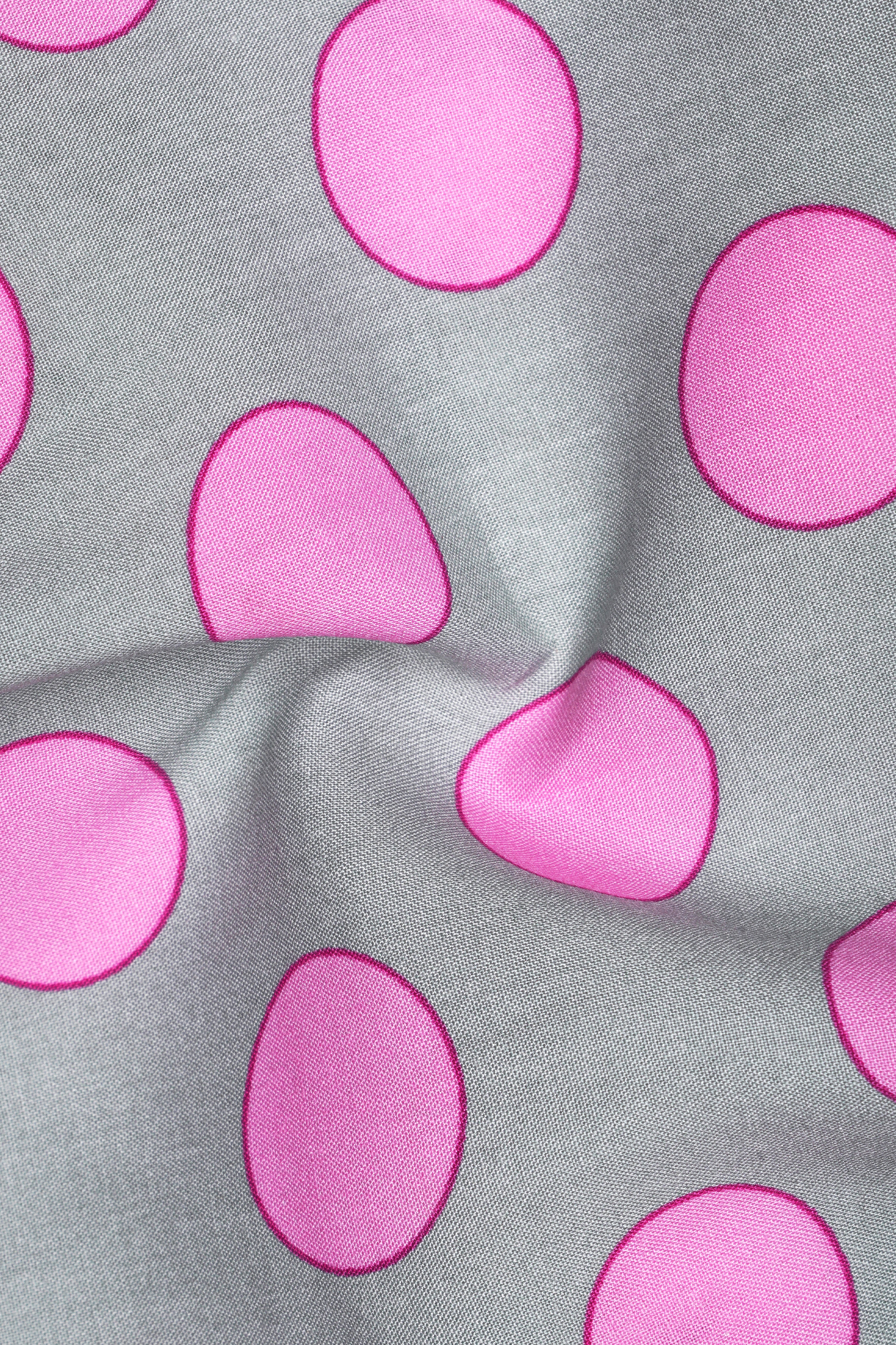 Spun Pearl Gray And lllusion Pink Polka Dots Printed Premium Cotton Shorts