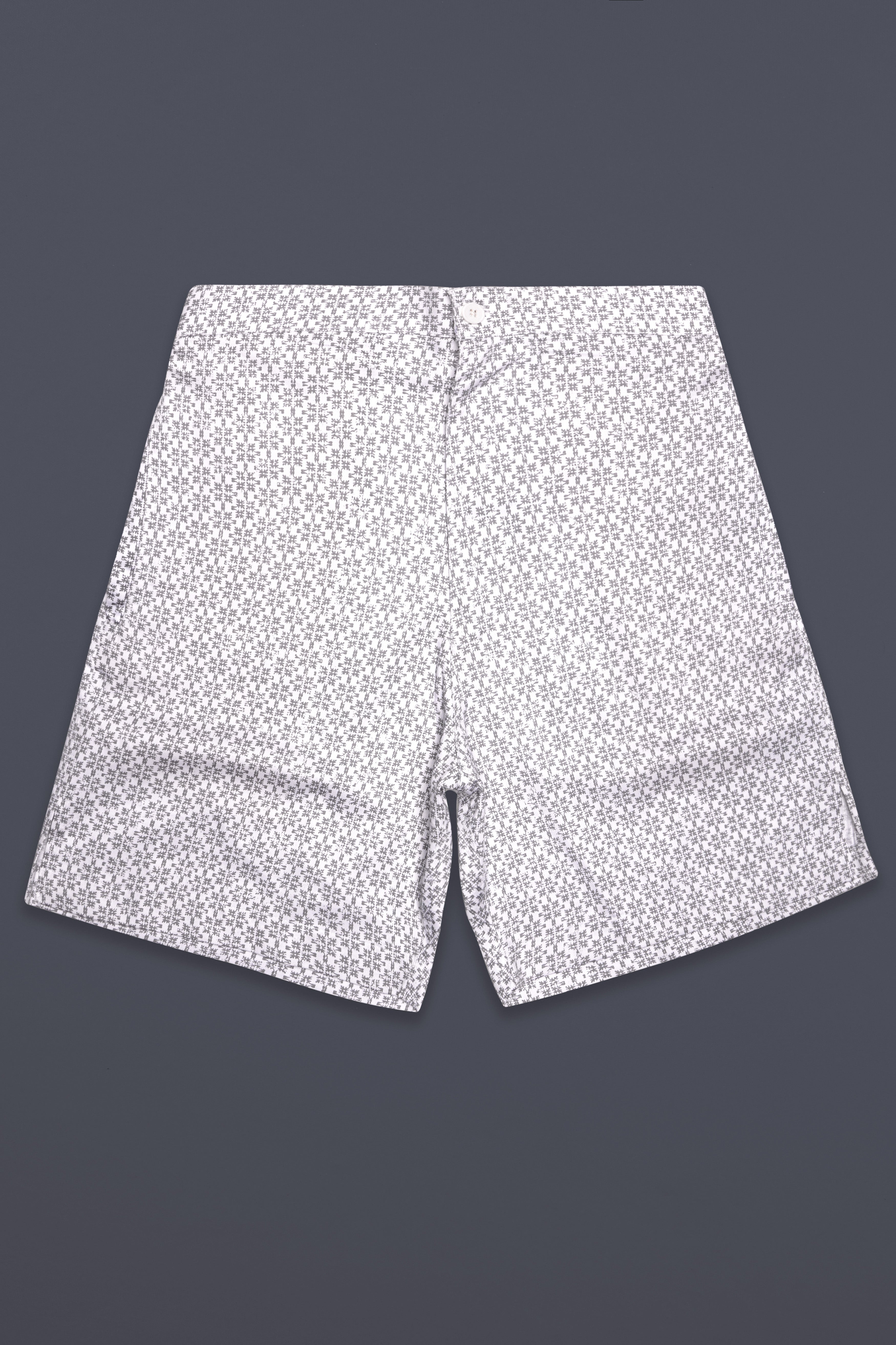 Suva Gray And Bright White Printed Subtle Sheen Super Soft Premium Cotton Shorts
