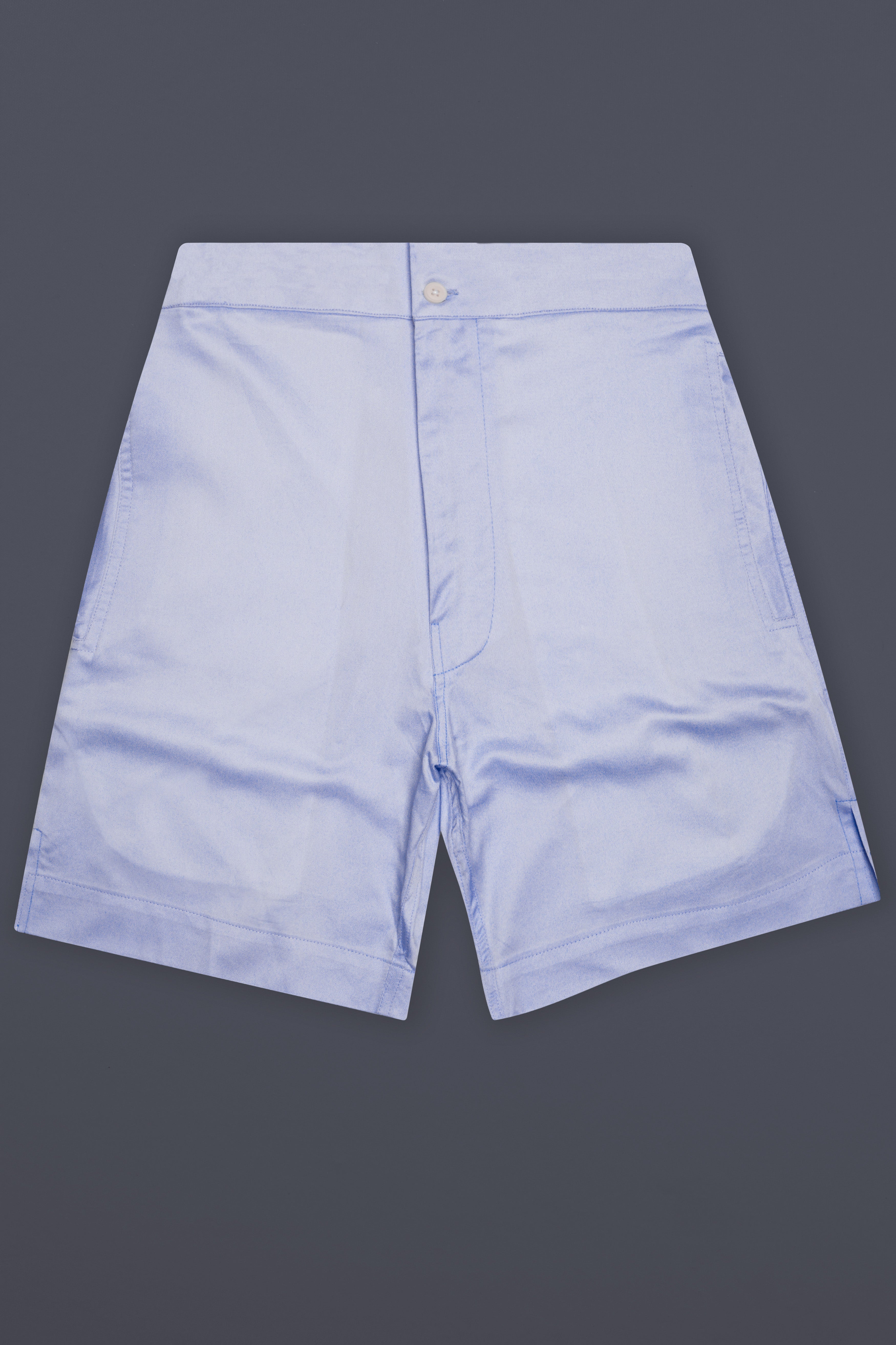 Logan Blue Solid Twill Super Soft Premium Cotton Shorts