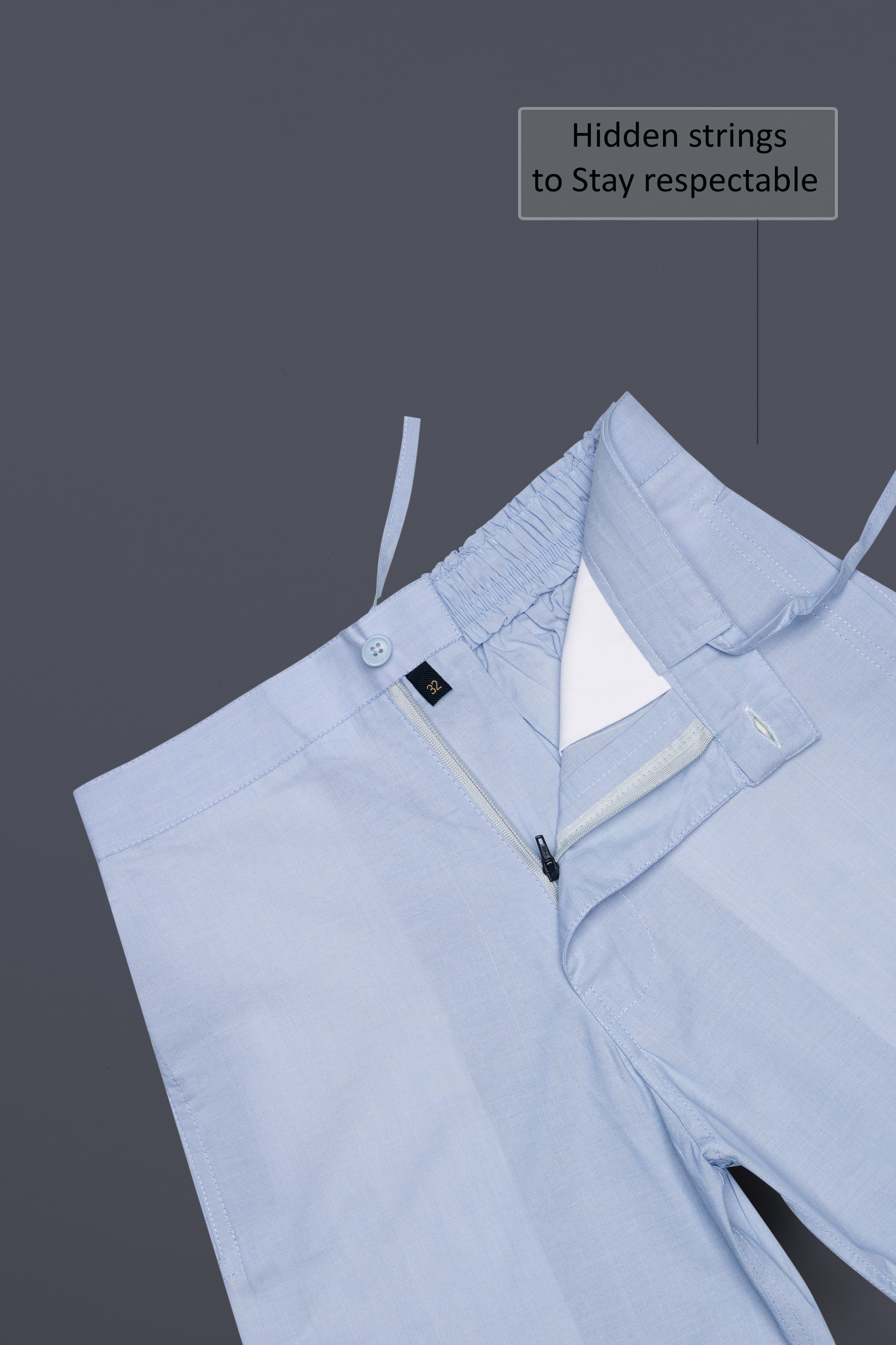 Cadet Blue Solid Chambray Premium Cotton Shorts