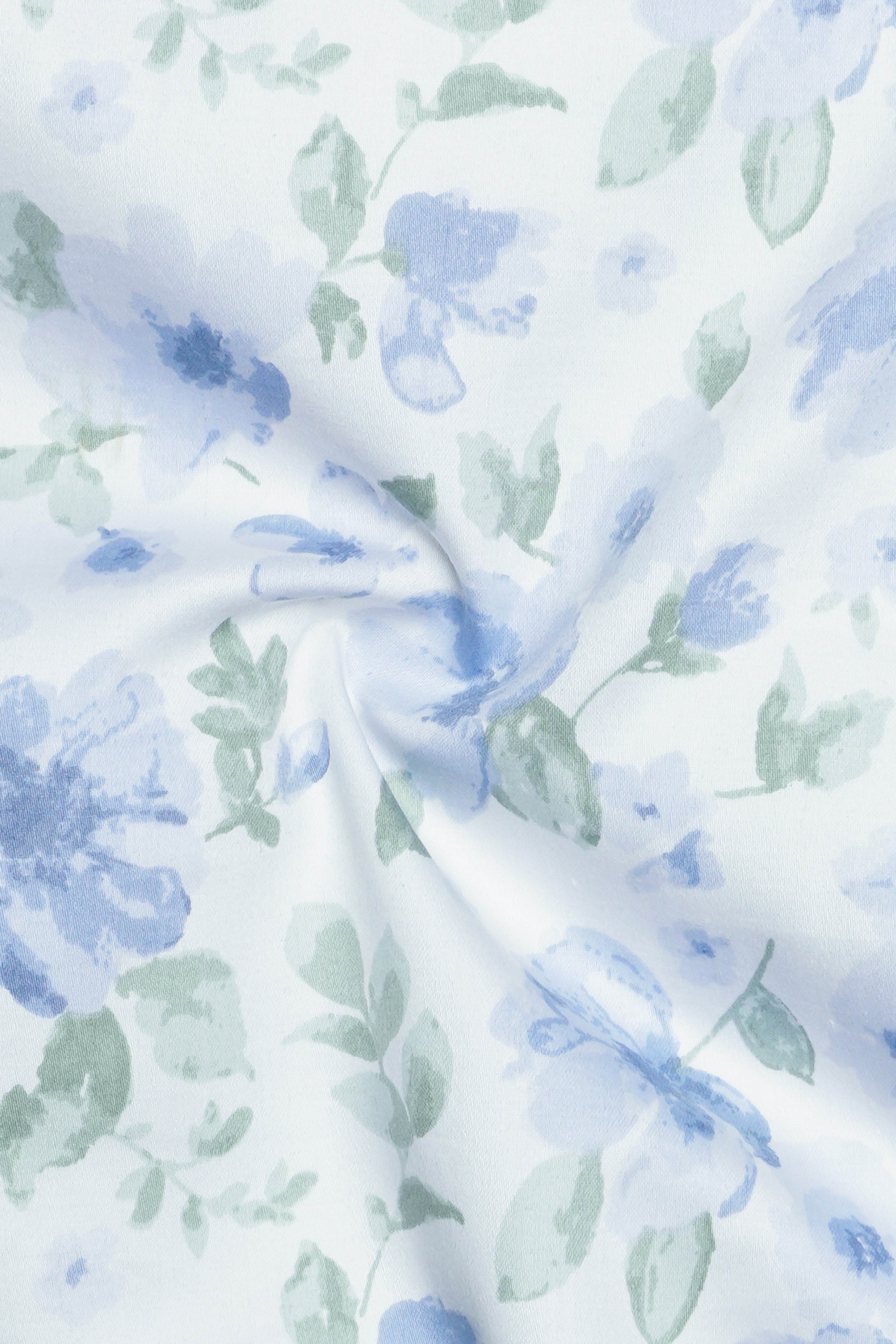 Moonstone Blue And Edward Green Floral Printed Subtle Sheen Super Soft Premium Cotton Shorts