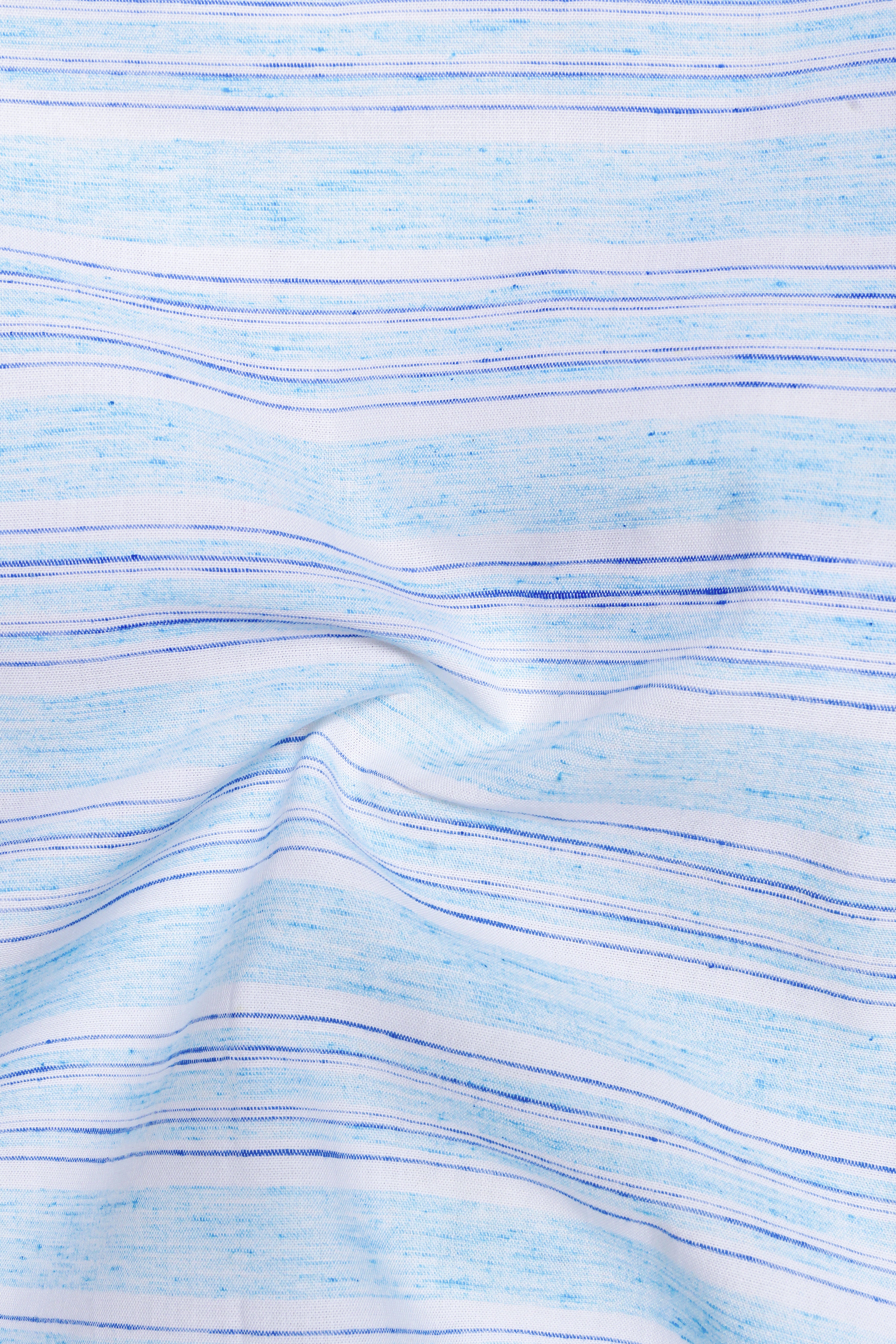 Strivio-Spindle Blue horizontal striped Chambray Premium Cotton Shorts