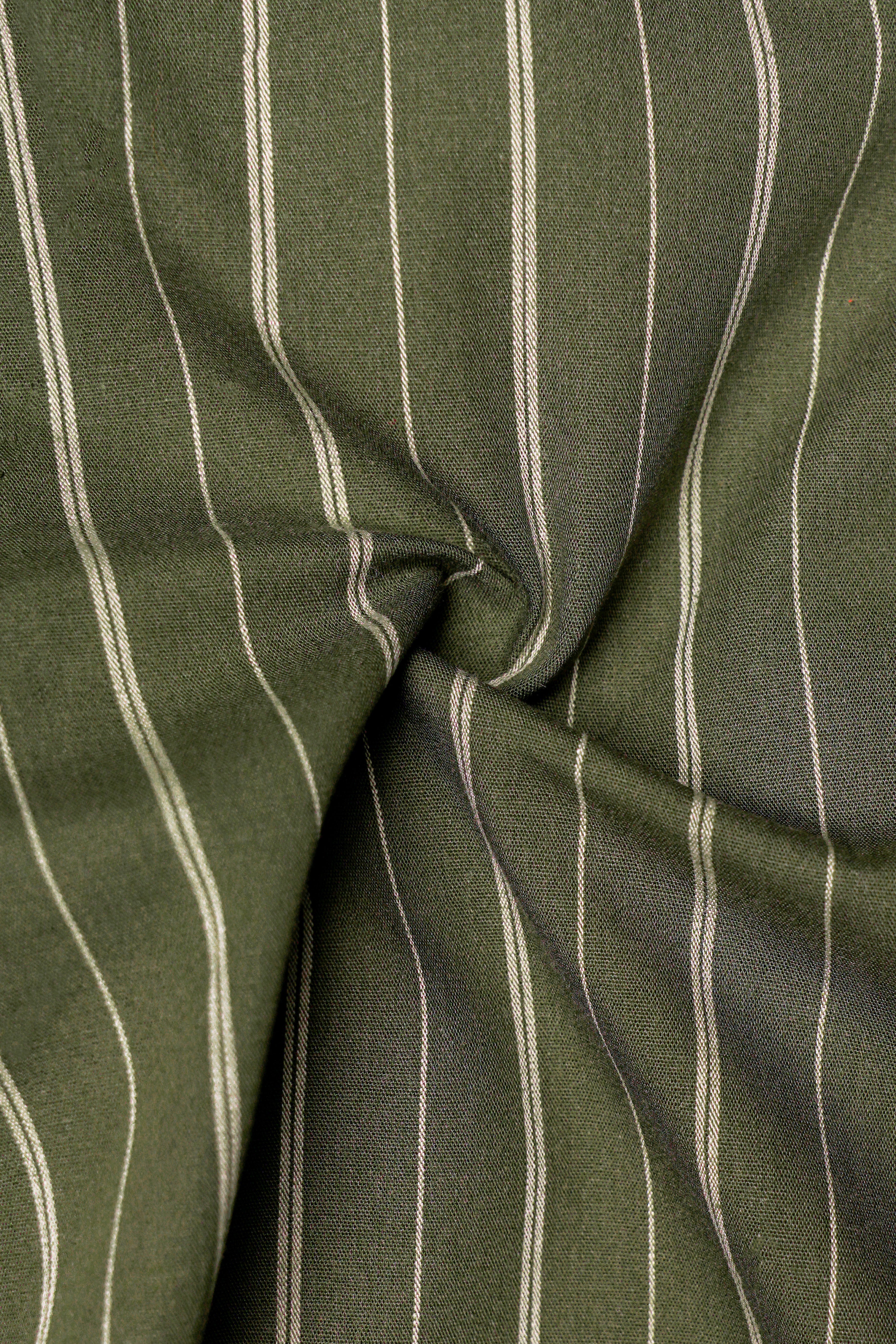 Beryl-Hemlock Green Striped Oxford Premium Cotton Shorts