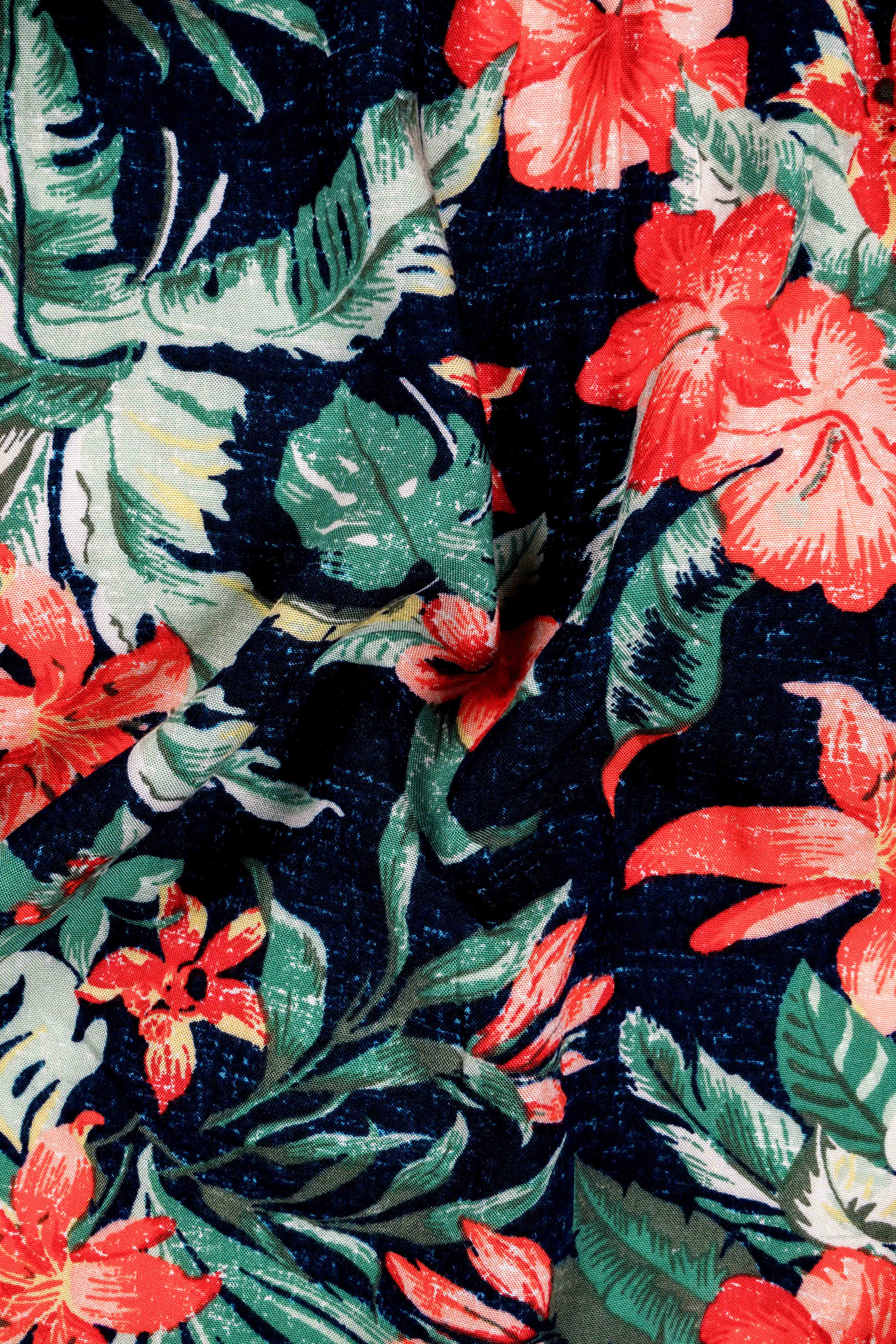 Verdalis-Jade Black And Lunar Green Floral Printed Super Soft Premium Tencel Shorts