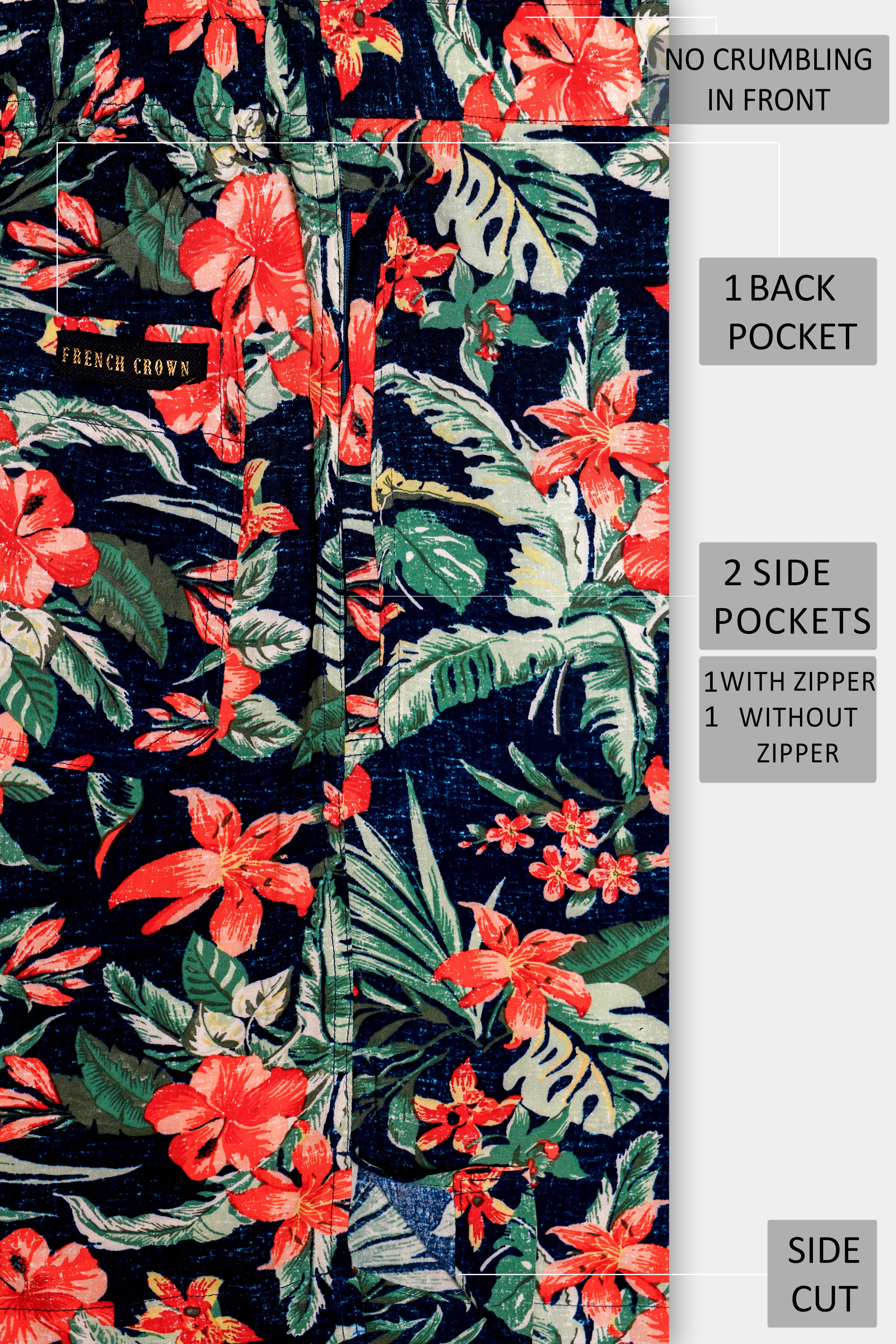 Verdalis-Jade Black And Lunar Green Floral Printed Super Soft Premium Tencel Shorts