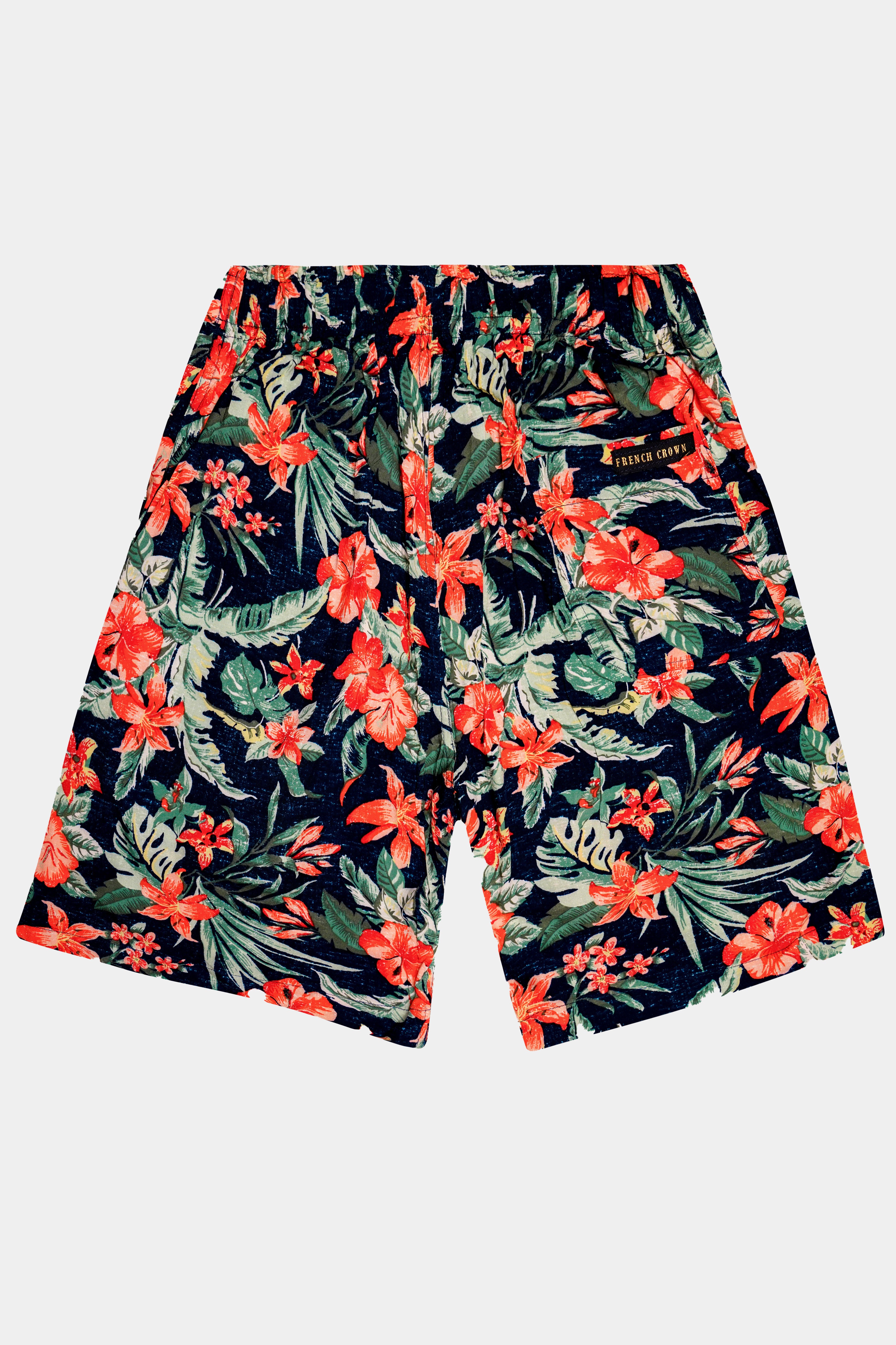 Verdalis-Jade Black And Lunar Green Floral Printed Super Soft Premium Tencel Shorts