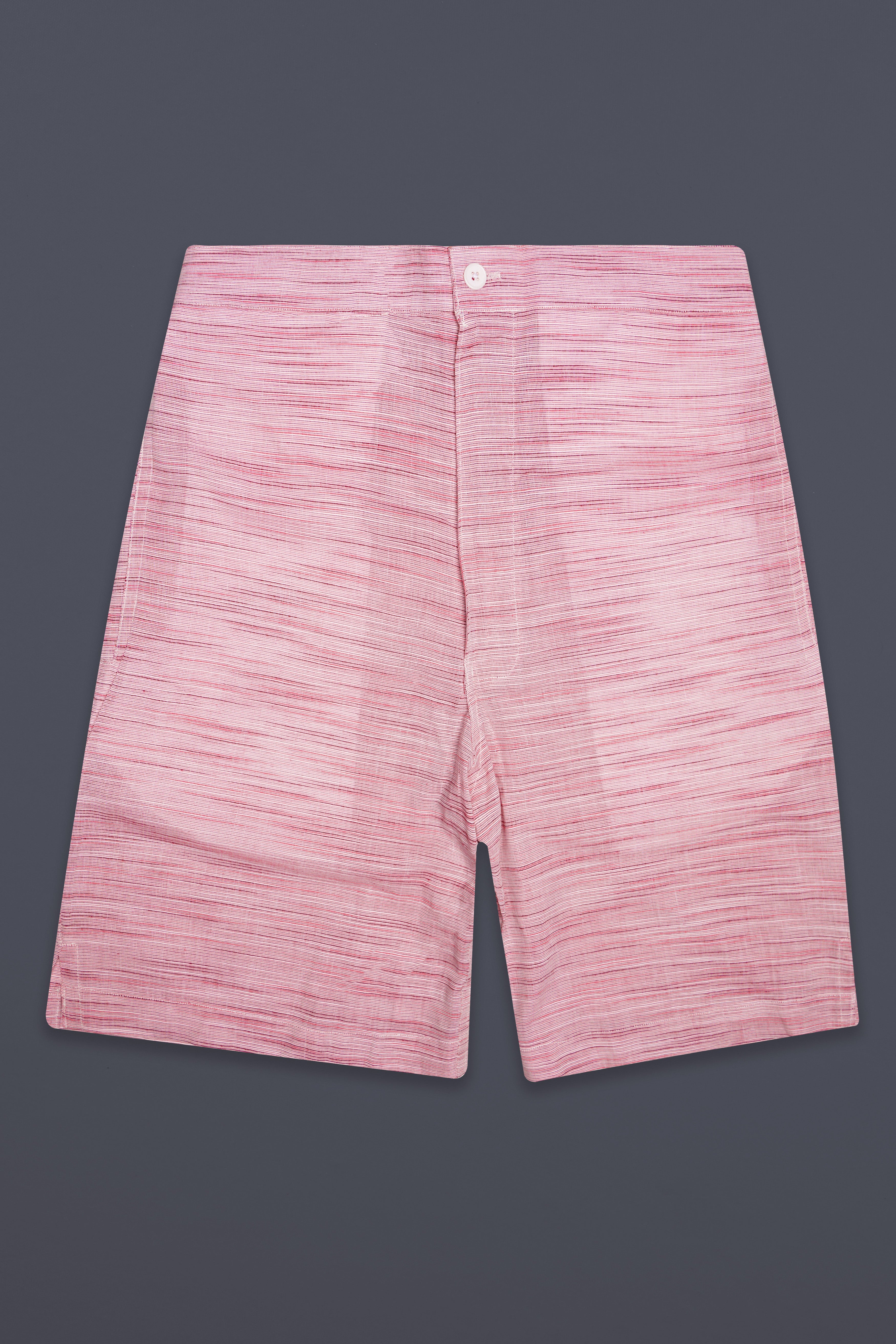 Serein-Faded Pink Textured Chambray Premium Cotton Shorts