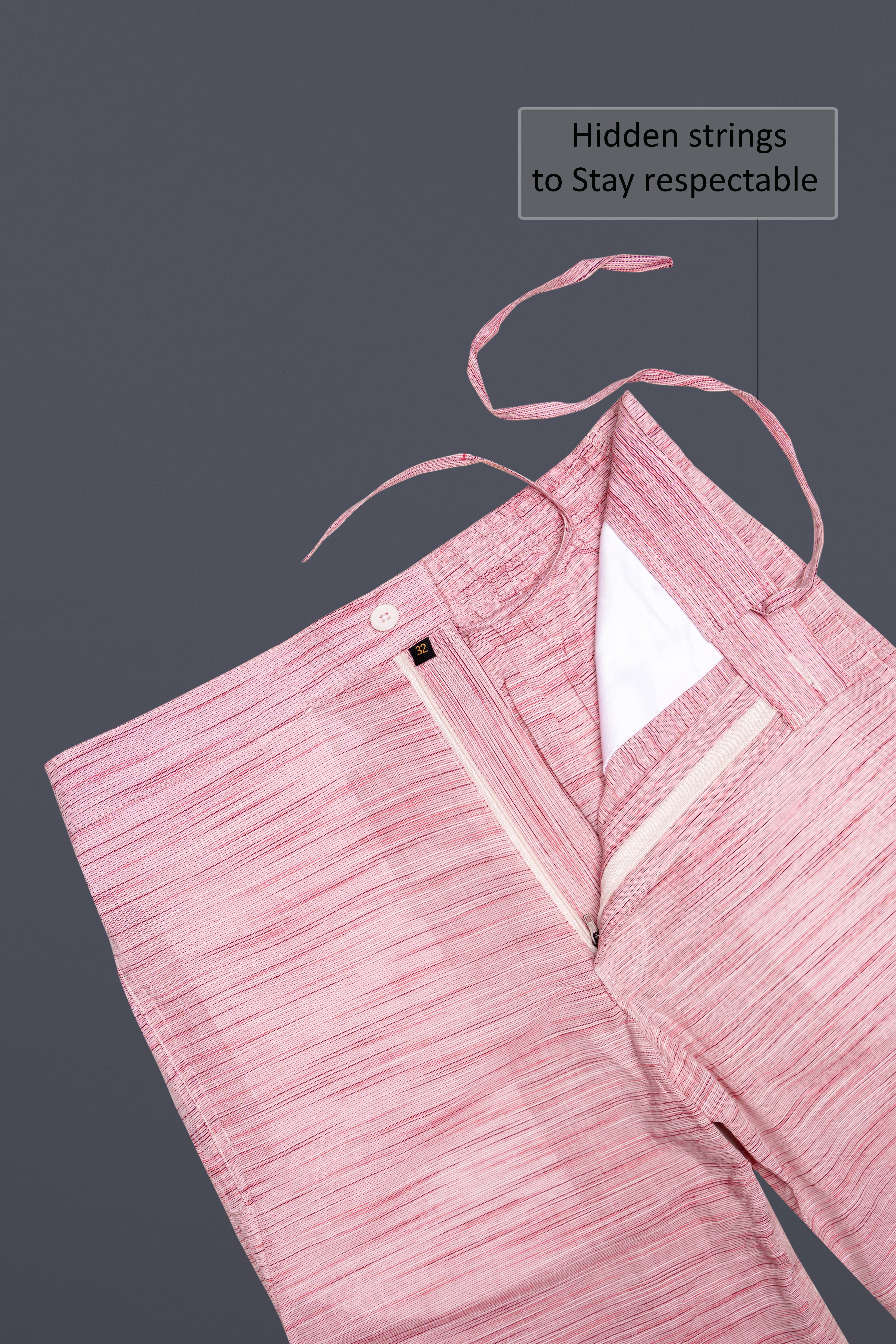 Serein-Faded Pink Textured Chambray Premium Cotton Shorts