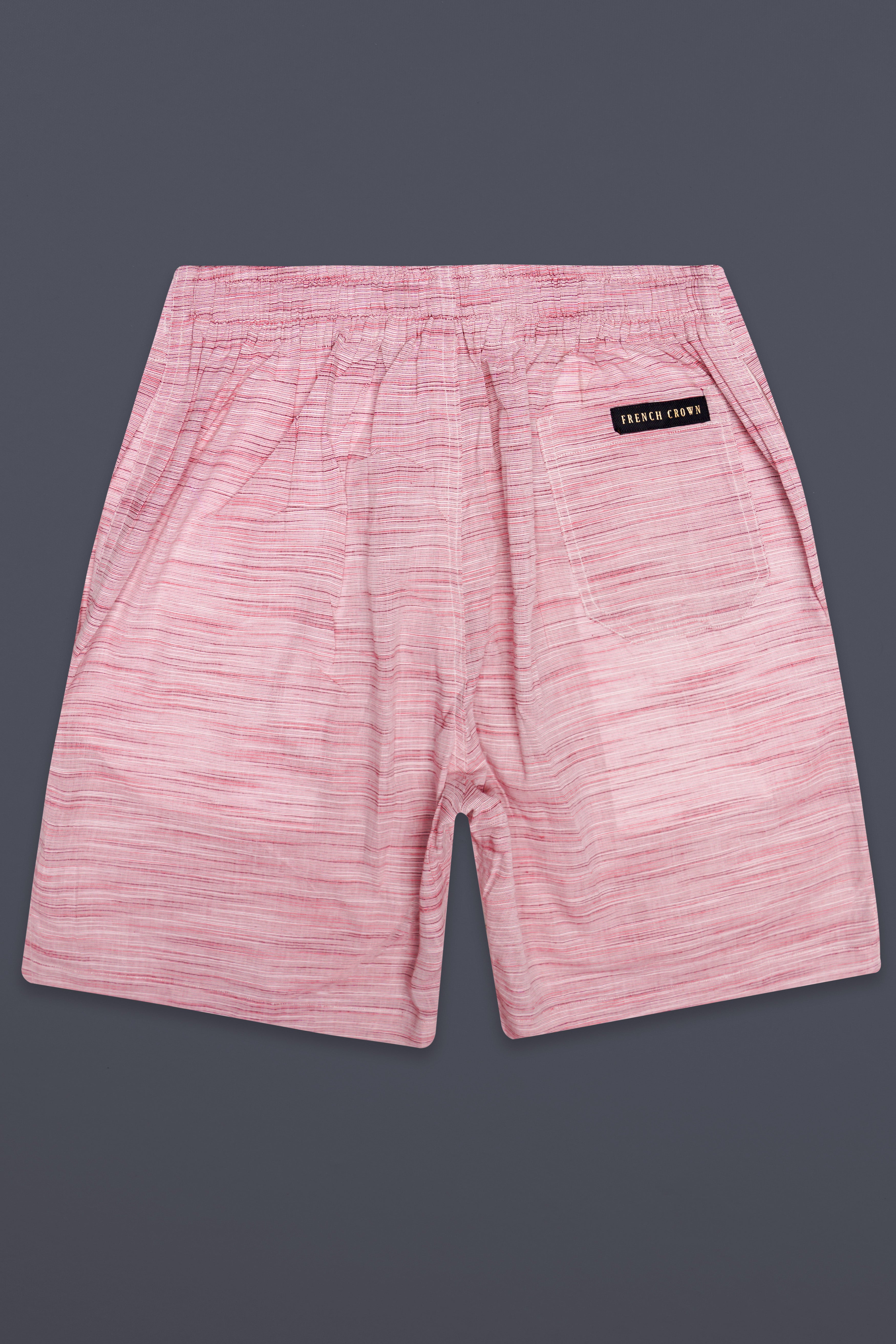 Serein-Faded Pink Textured Chambray Premium Cotton Shorts