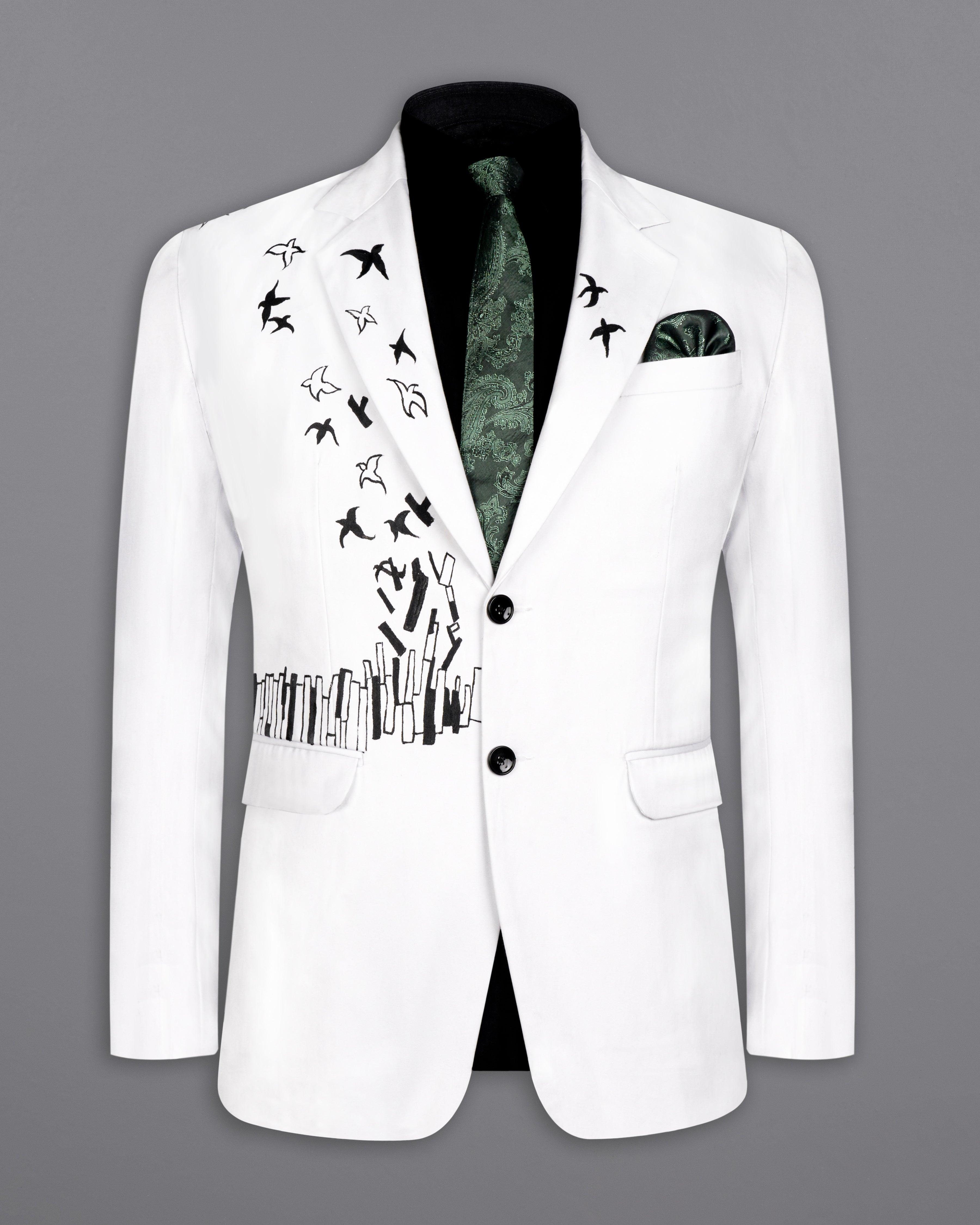 Bright White With Attractive Hand Painted Single Breasted Designer Suit ST2621-SB-ART-36, ST2621-SB-ART-38, ST2621-SB-ART-40, ST2621-SB-ART-42, ST2621-SB-ART-44, ST2621-SB-ART-46, ST2621-SB-ART-48, ST2621-SB-ART-50, ST2621-SB-ART-52, ST2621-SB-ART-54, ST2621-SB-ART-56, ST2621-SB-ART-58, ST2621-SB-ART-60
