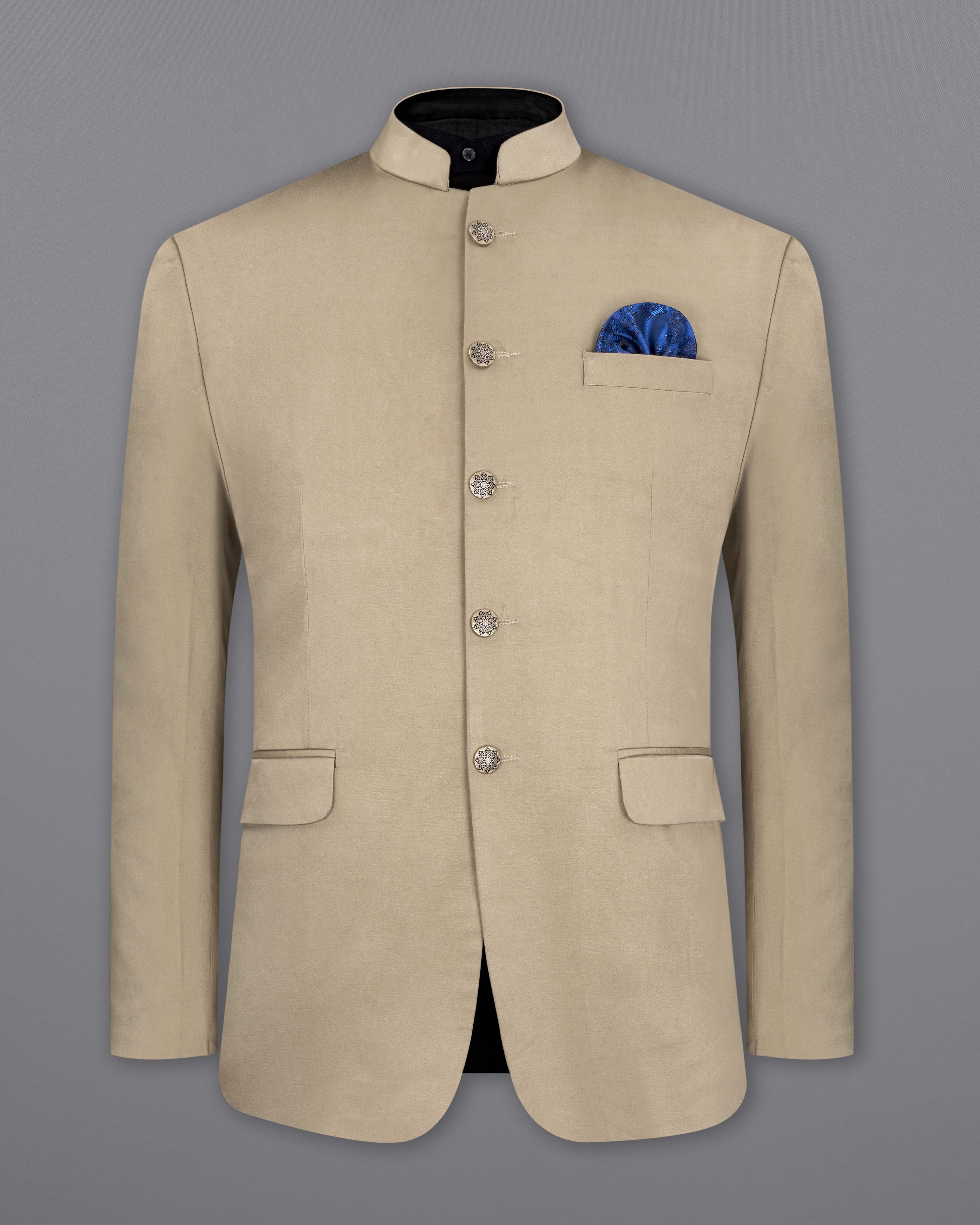 Quicksand Brown Bandhgala Premium Cotton Stretchable traveler Suit ST2654-BG-36,ST2654-BG-38,ST2654-BG-40,ST2654-BG-42,ST2654-BG-44,ST2654-BG-46,ST2654-BG-48,ST2654-BG-50,ST2654-BG-52,ST2654-BG-54,ST2654-BG-56,ST2654-BG-58,ST2654-BG-60