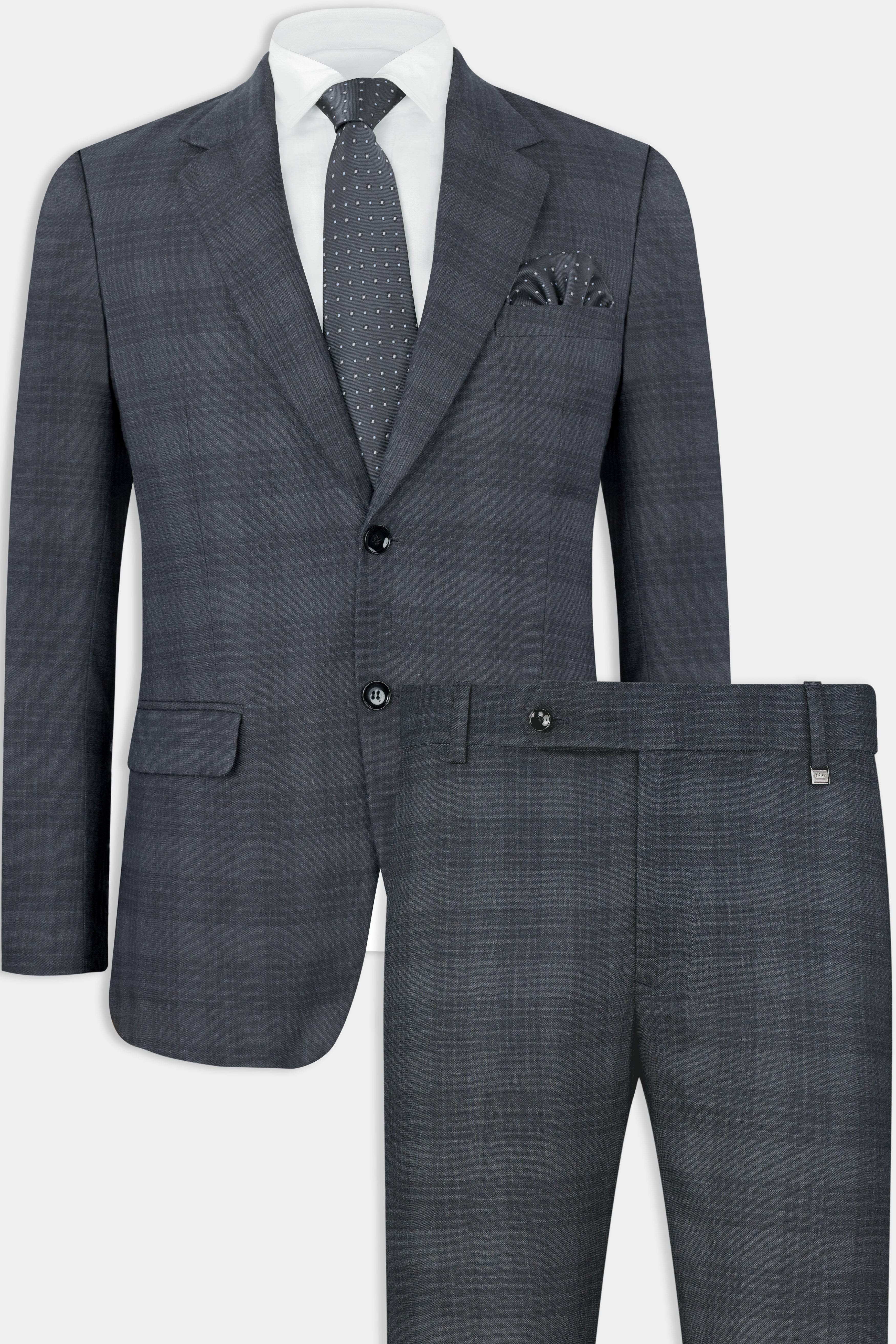 Tuna Gray Plaid Single-Breasted Suit