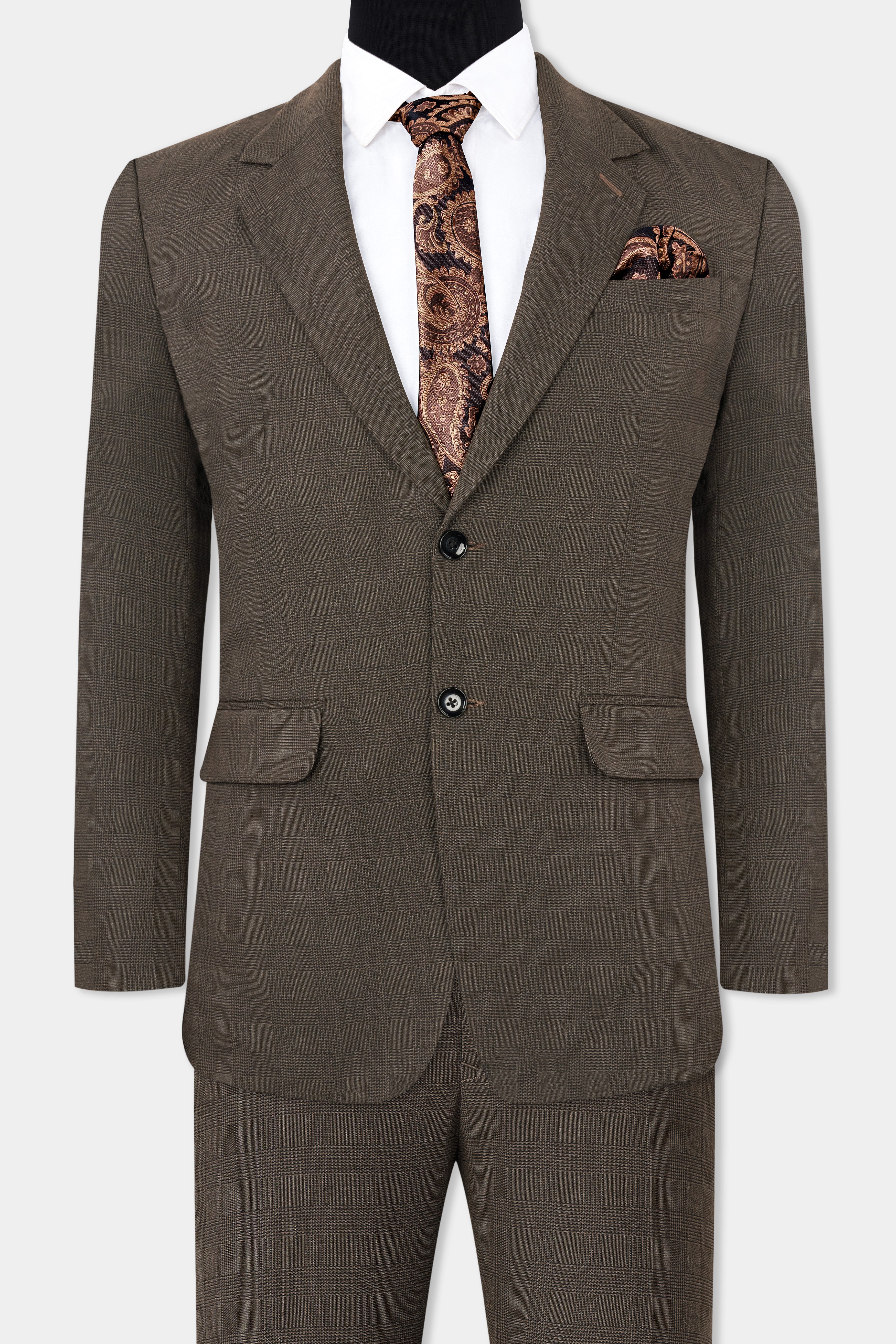 Taupe Dark Brown Single-Breasted Suit