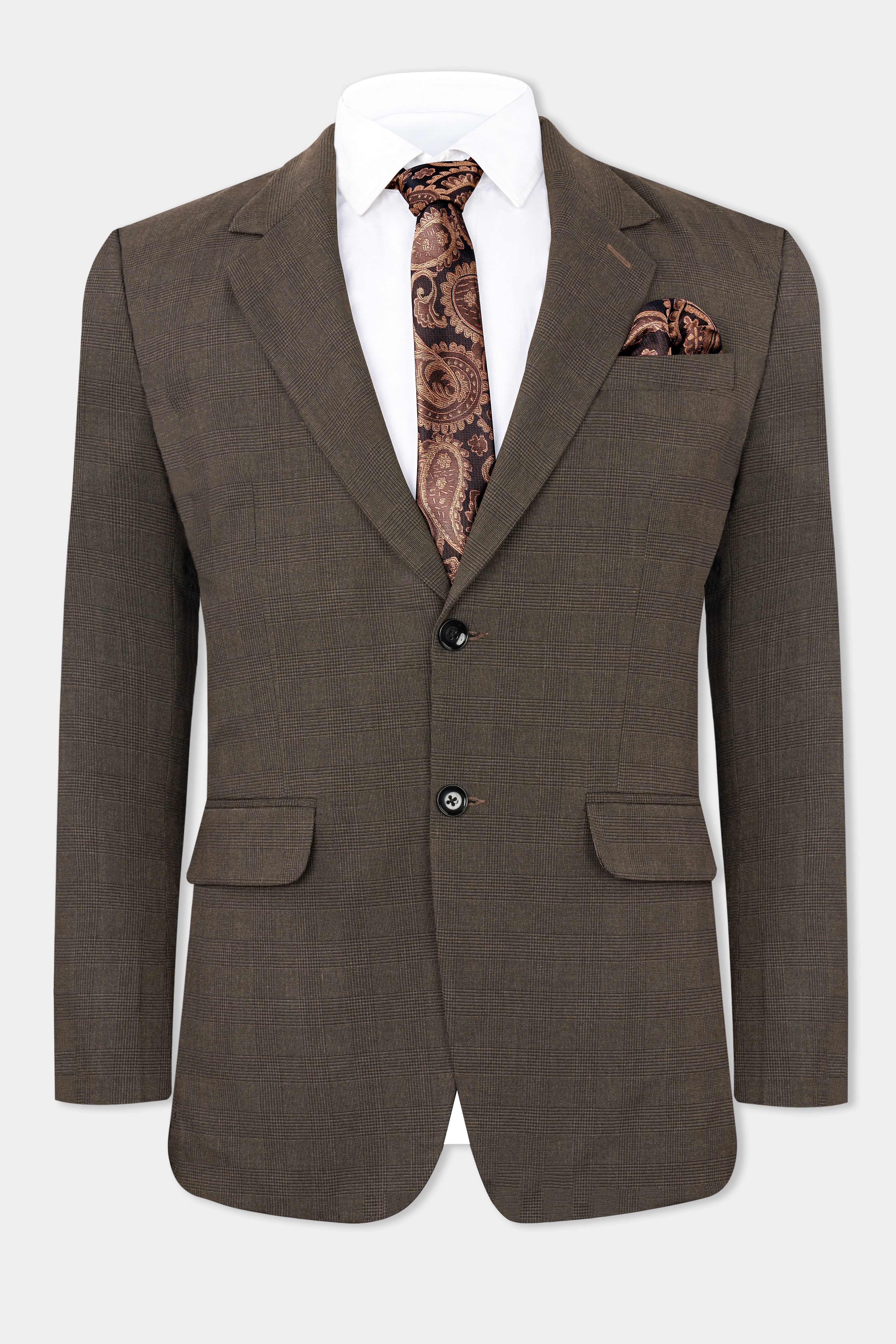 Taupe Dark Brown Single-Breasted Suit