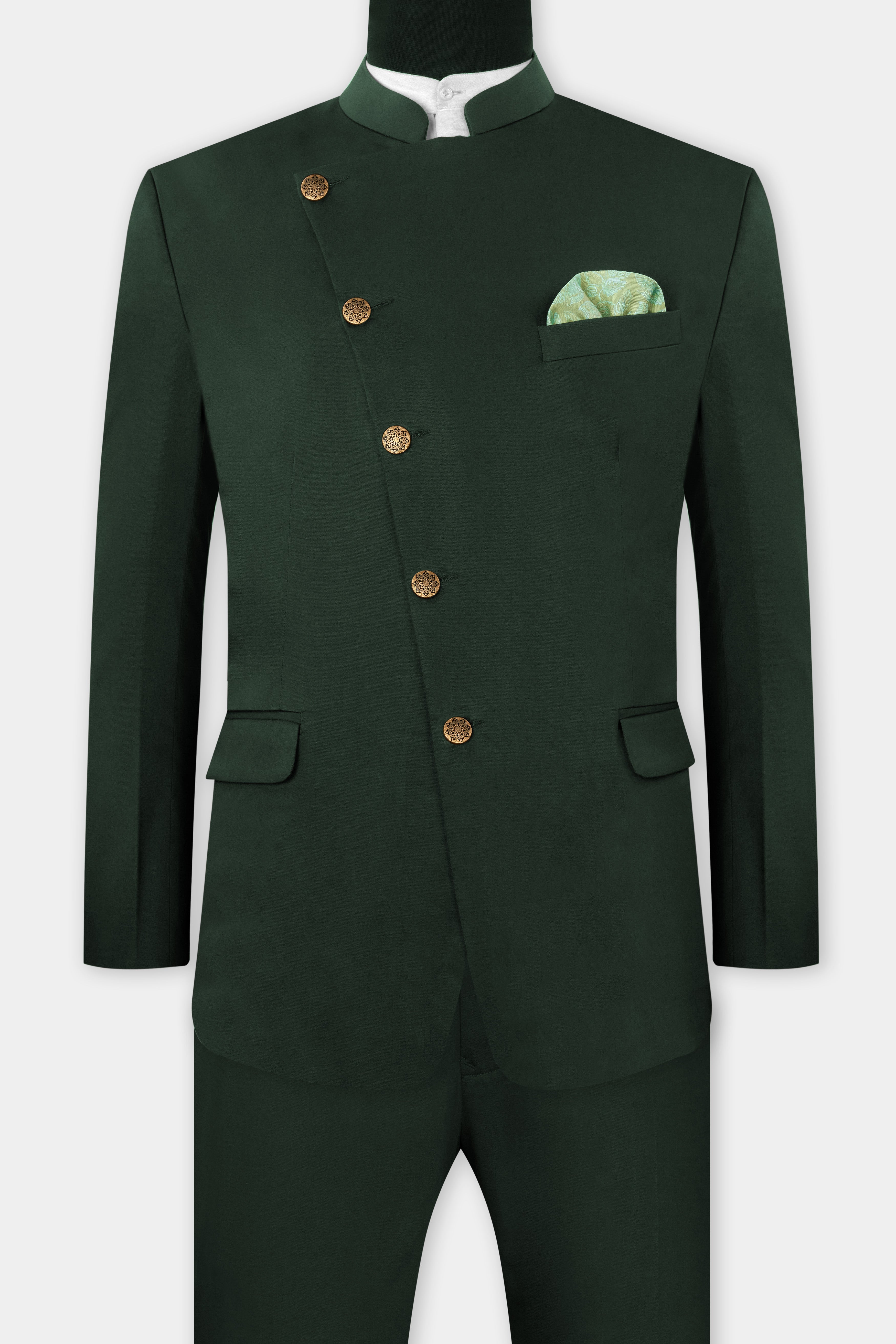 Heavy Metal Green Premium Cotton Cross Buttoned Bandhgala Stretchable Traveler Suit ST2777-CBG-36,ST2777-CBG-38,ST2777-CBG-40,ST2777-CBG-42,ST2777-CBG-44,ST2777-CBG-46,ST2777-CBG-48,ST2777-CBG-50,ST2777-CBG-52,ST2777-CBG-54,ST2777-CBG-56,ST2777-CBG-58,ST2777-CBG-60